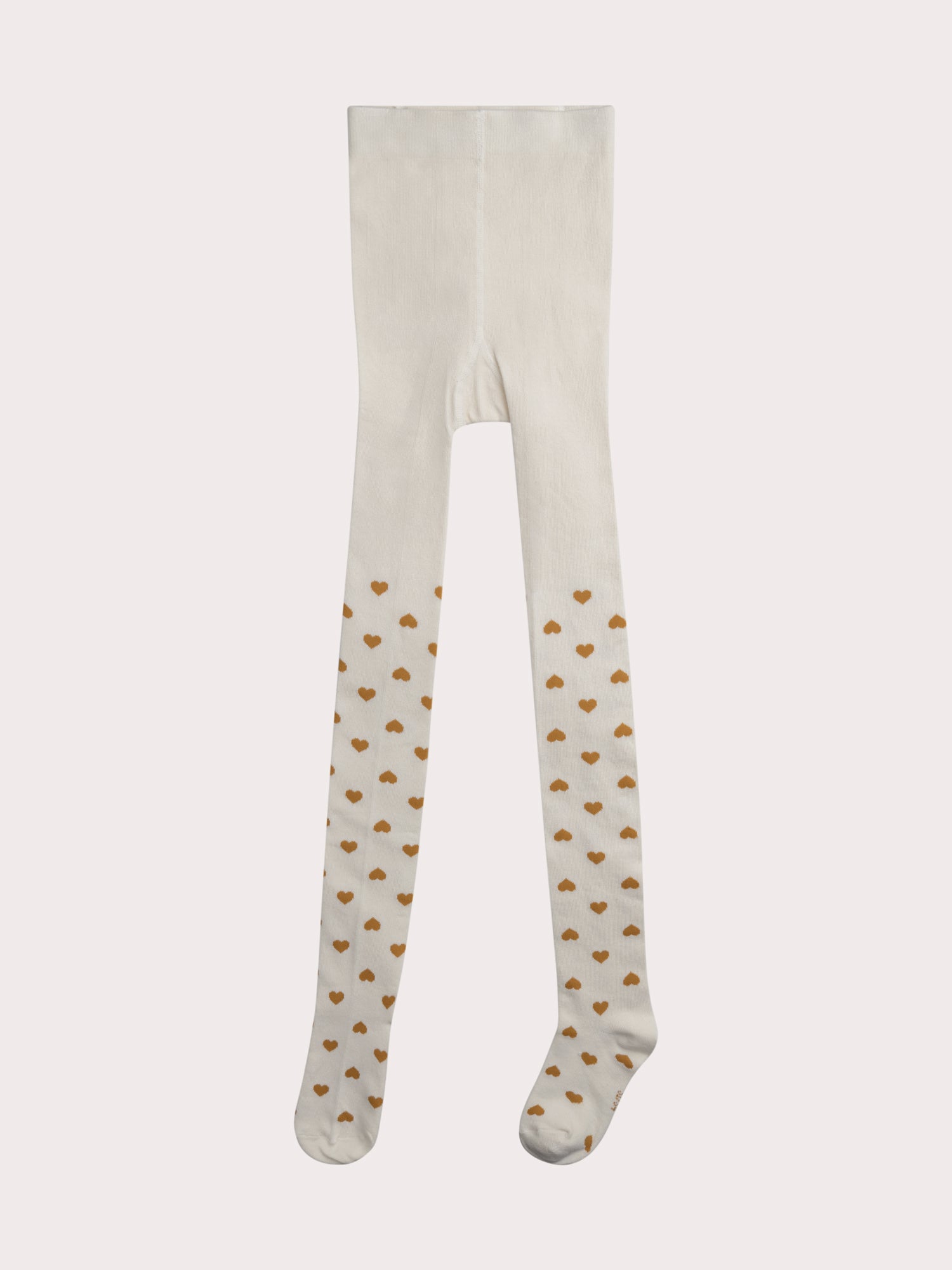 Beige tights with ochre hearts for girls