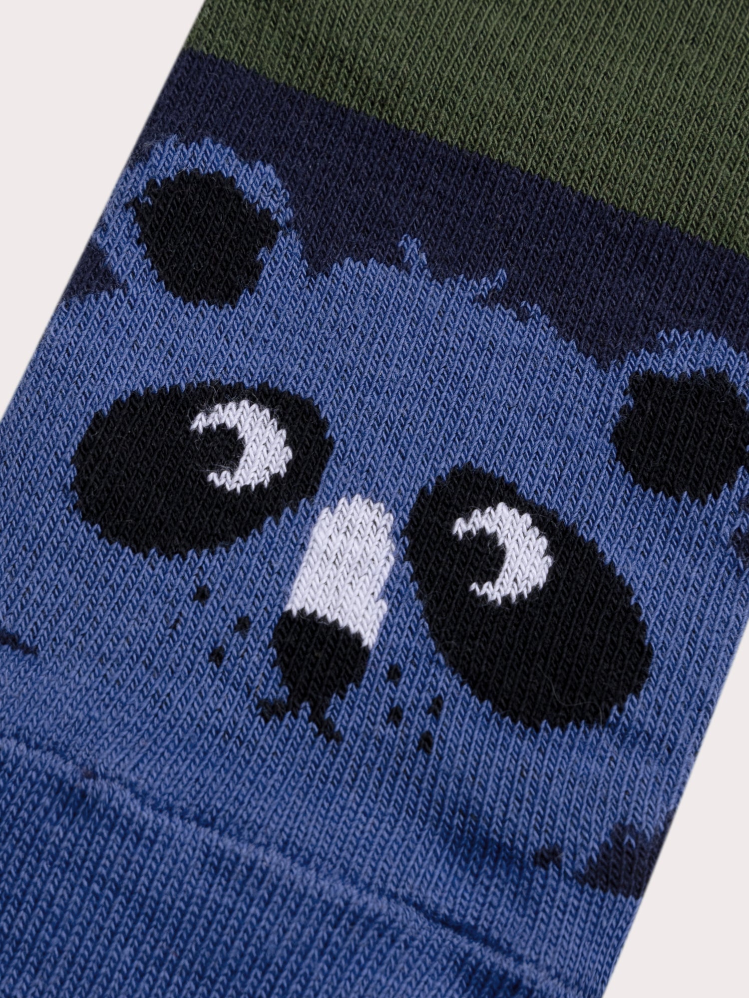 Green socks with panda pattern for boys