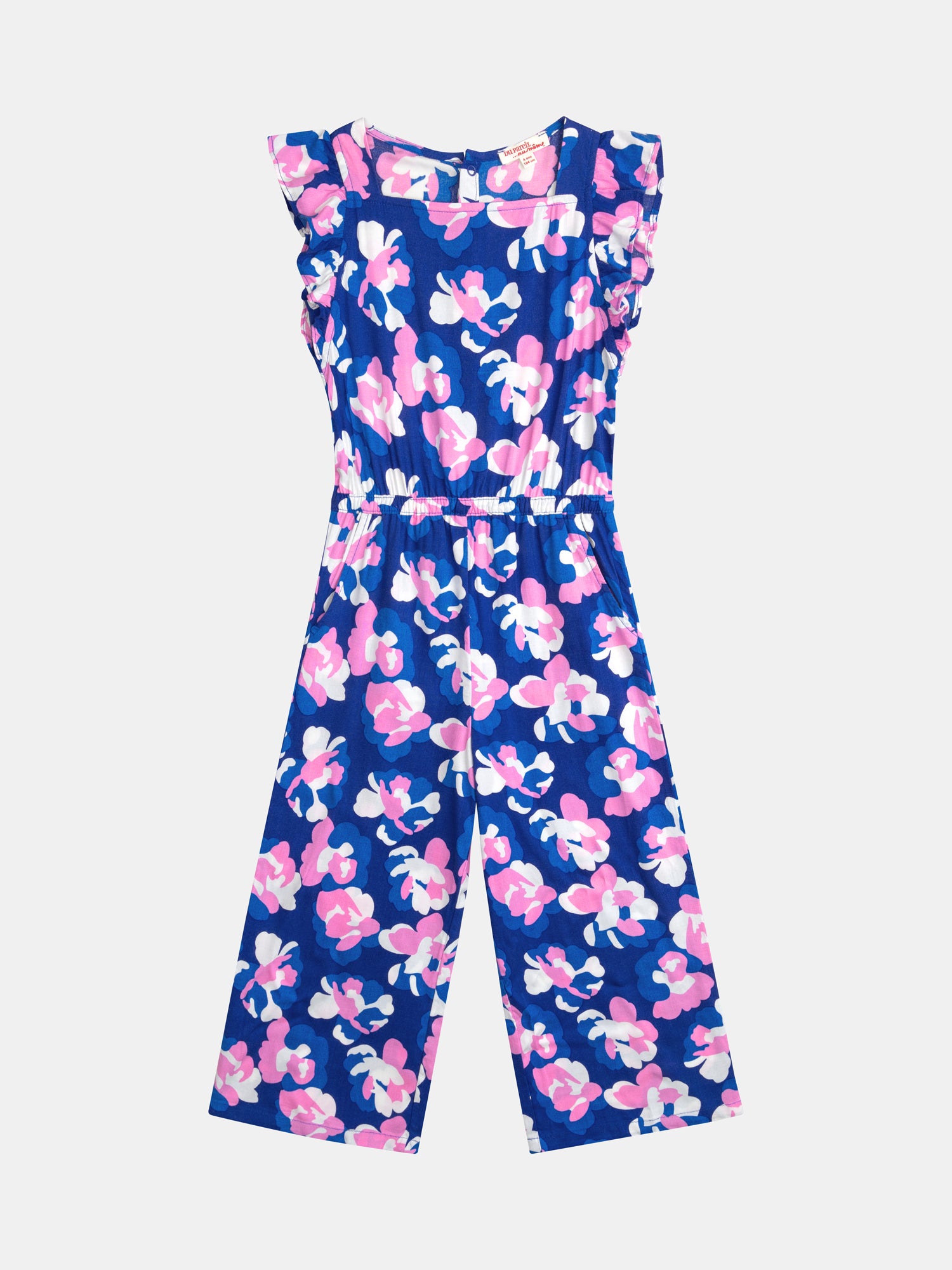 Blue floral print overall for girls