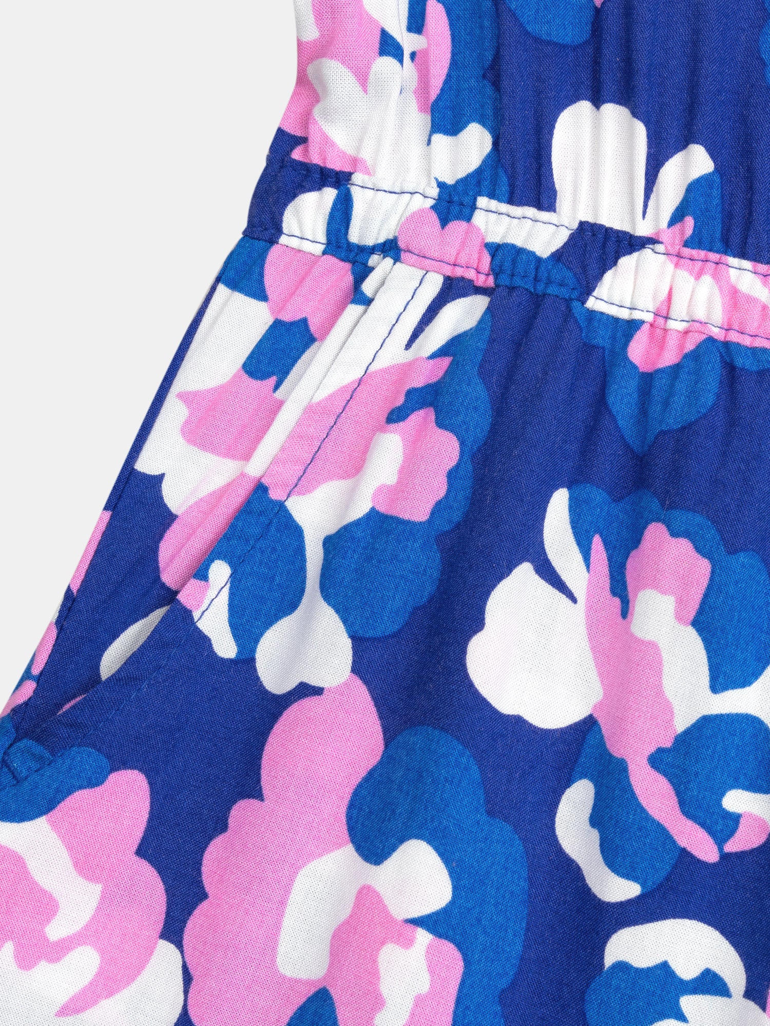 Blue floral print overall for girls