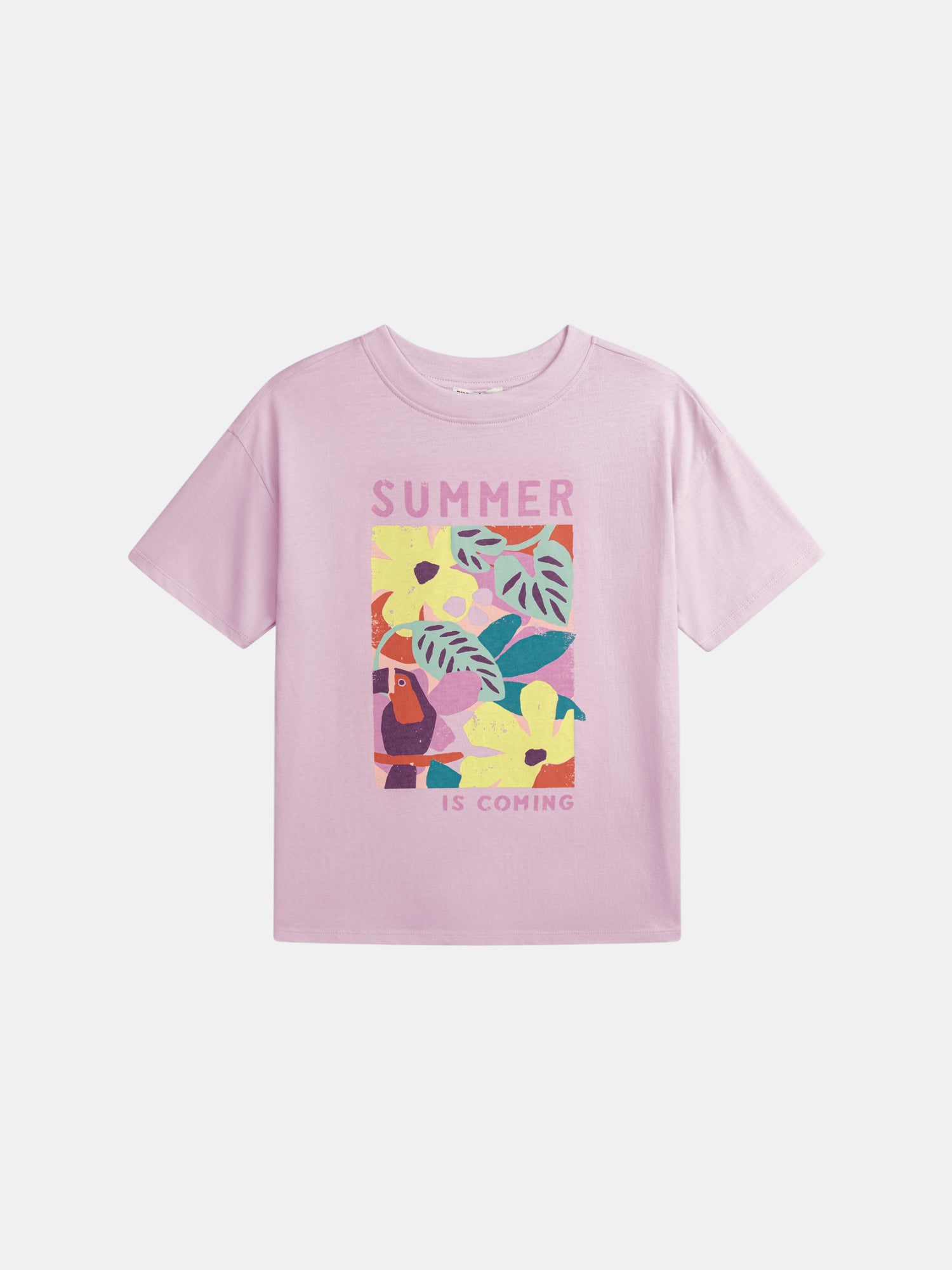 Oversized pink t-shirt with floral animation for girls