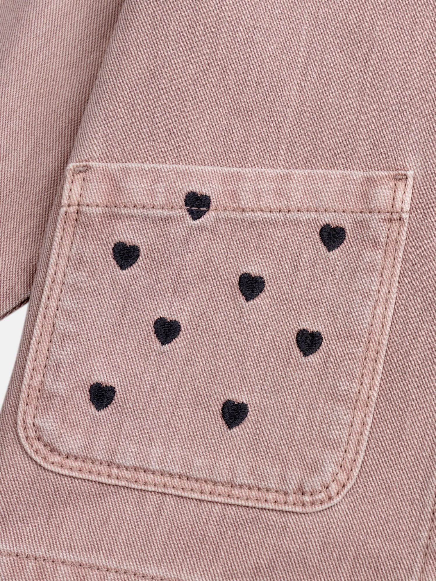 Pink Heart Embroidered Jacket for Girls