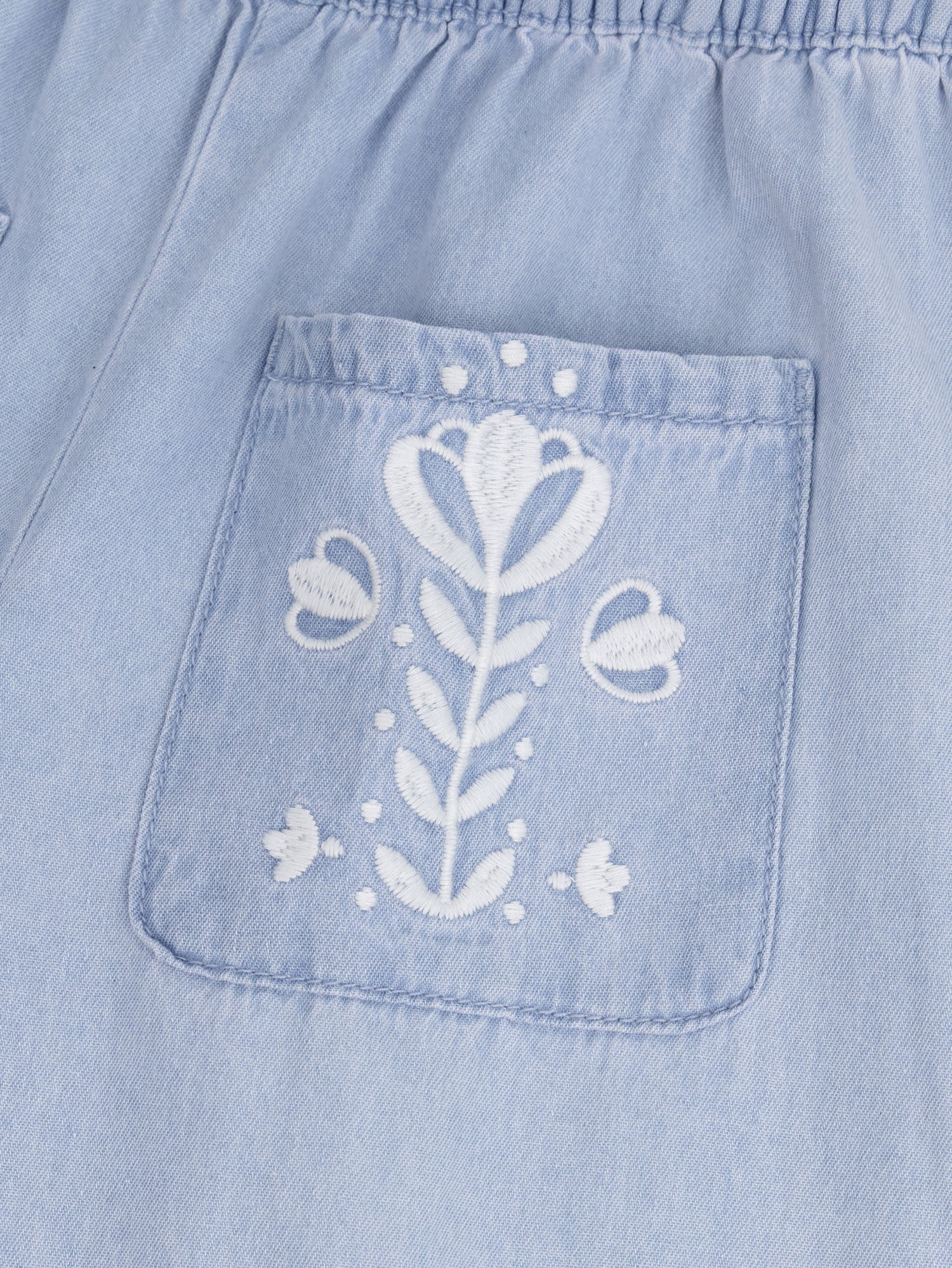 Blue Pants with Floral Embroidery for Girls