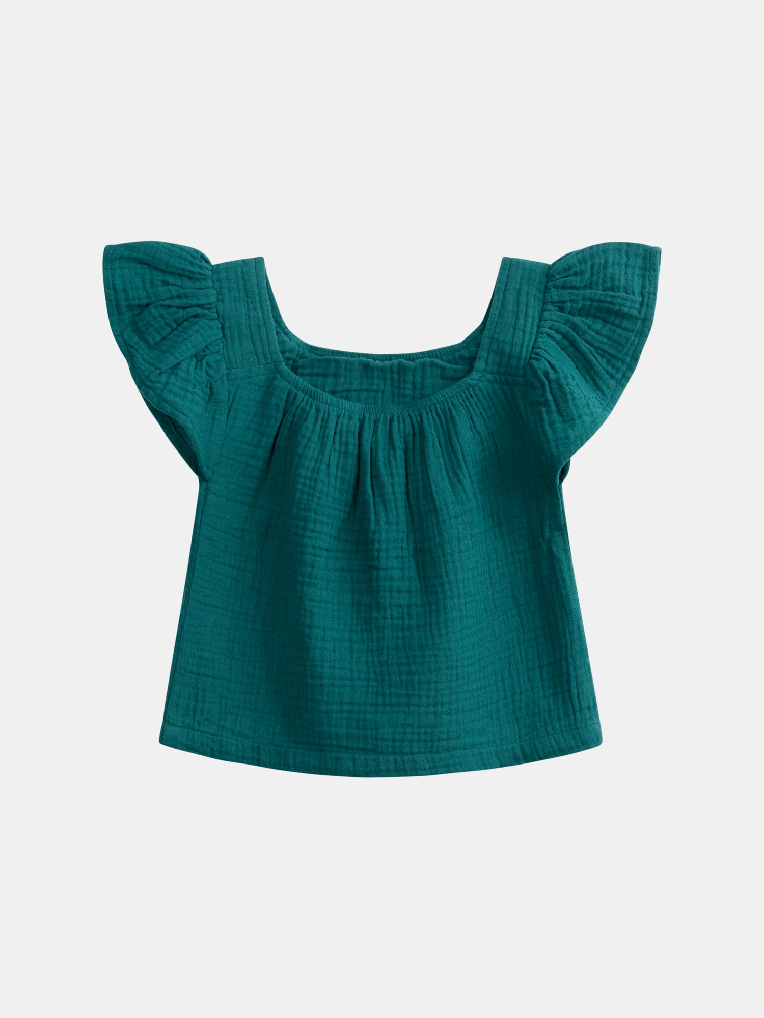 Green blouse with floral embroidery for girl