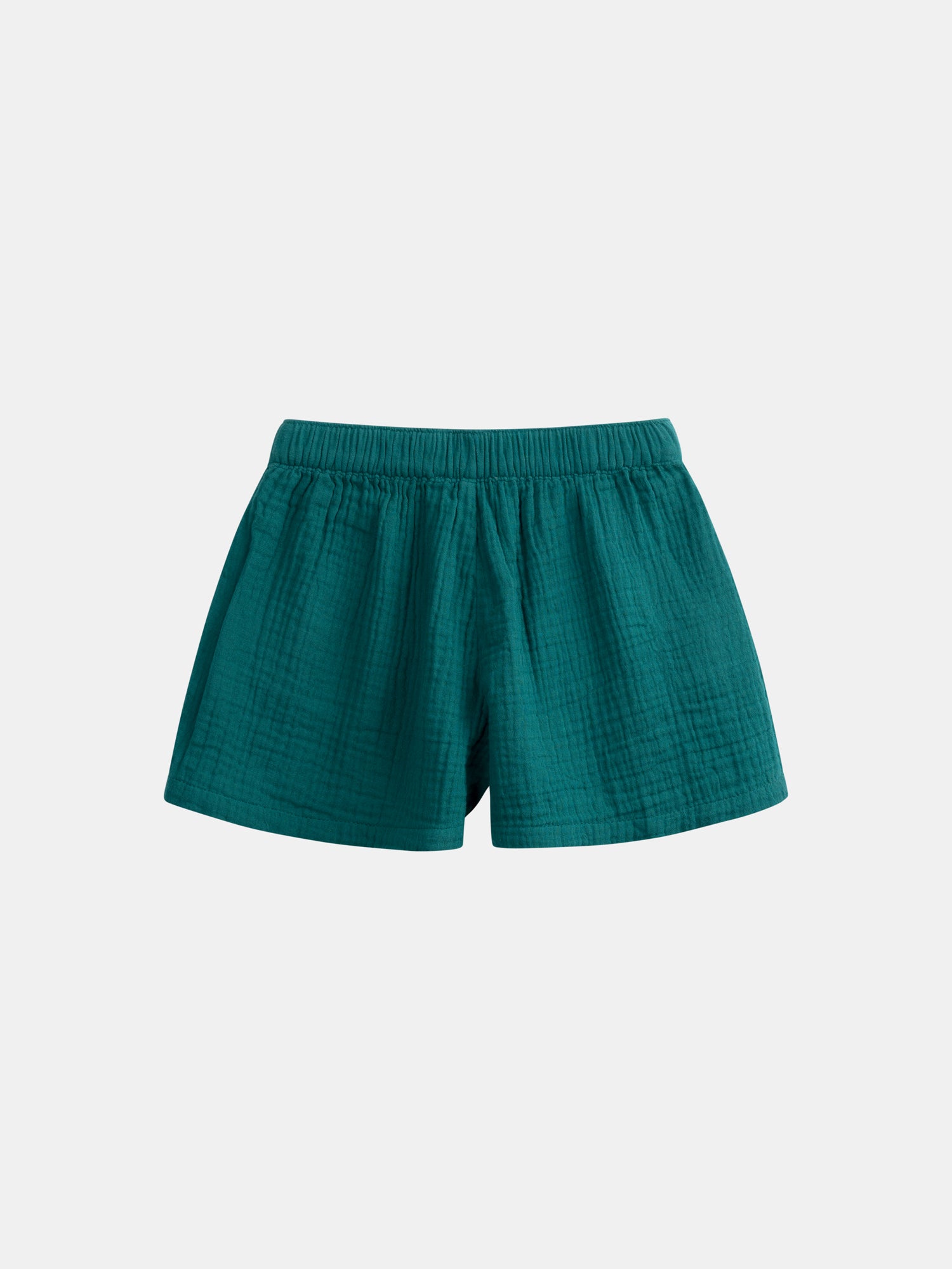 Green shorts with floral embroidery for girls
