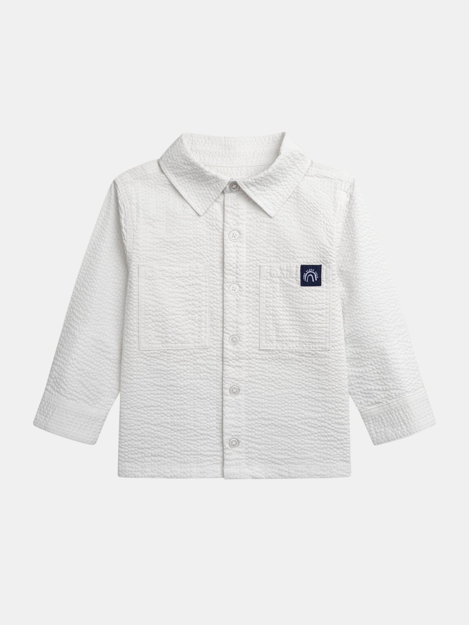 Textured Off-White Shirt with Pockets for Boys