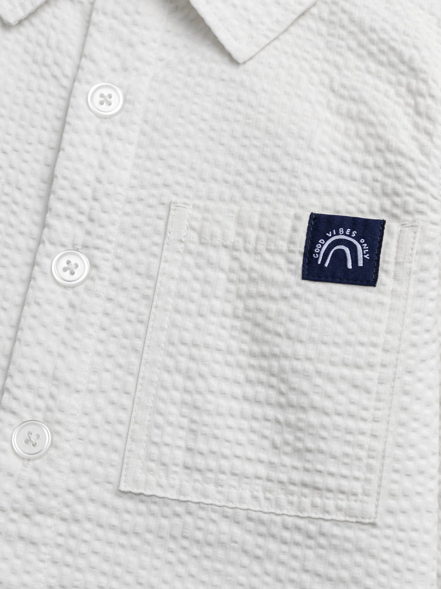 Textured Off-White Shirt with Pockets for Boys