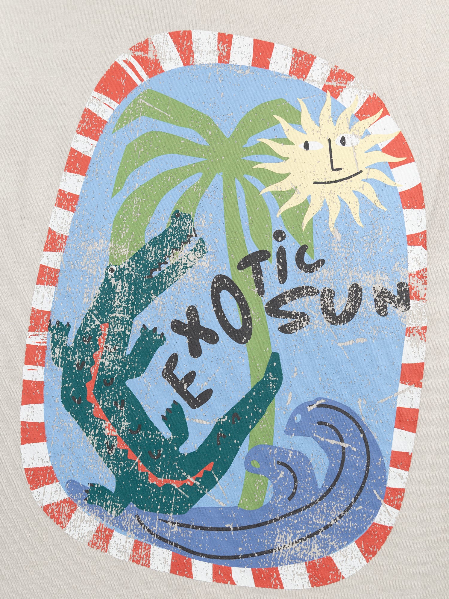 Beige T-shirt with "Exotic Sun" animation for boys