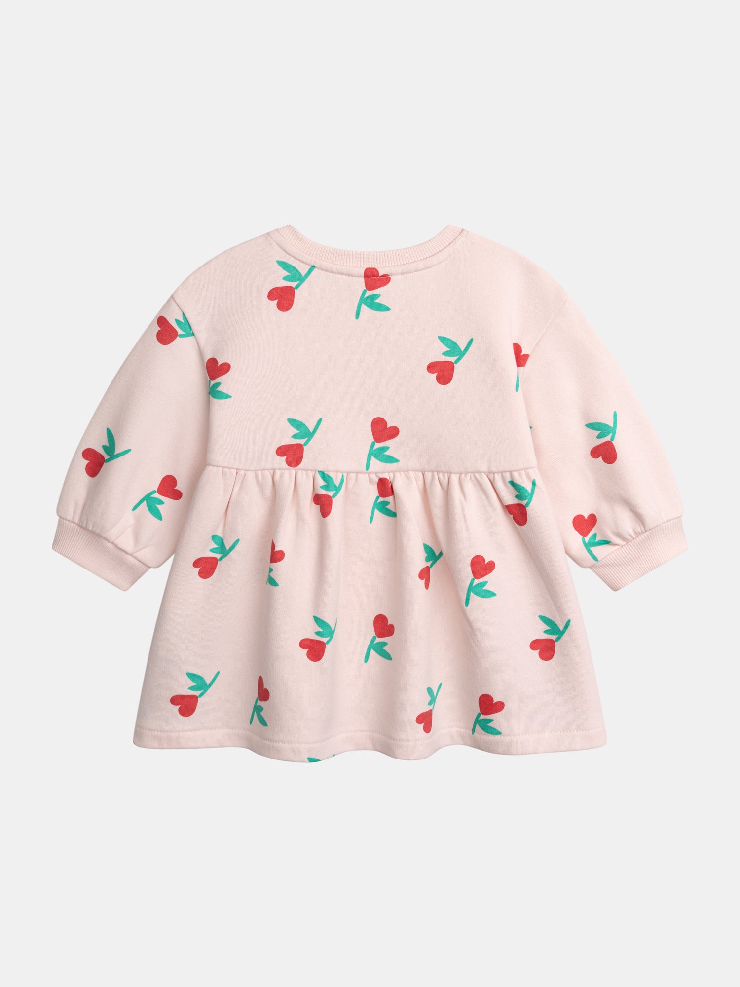 Pink dress with floral-heart print for baby girl