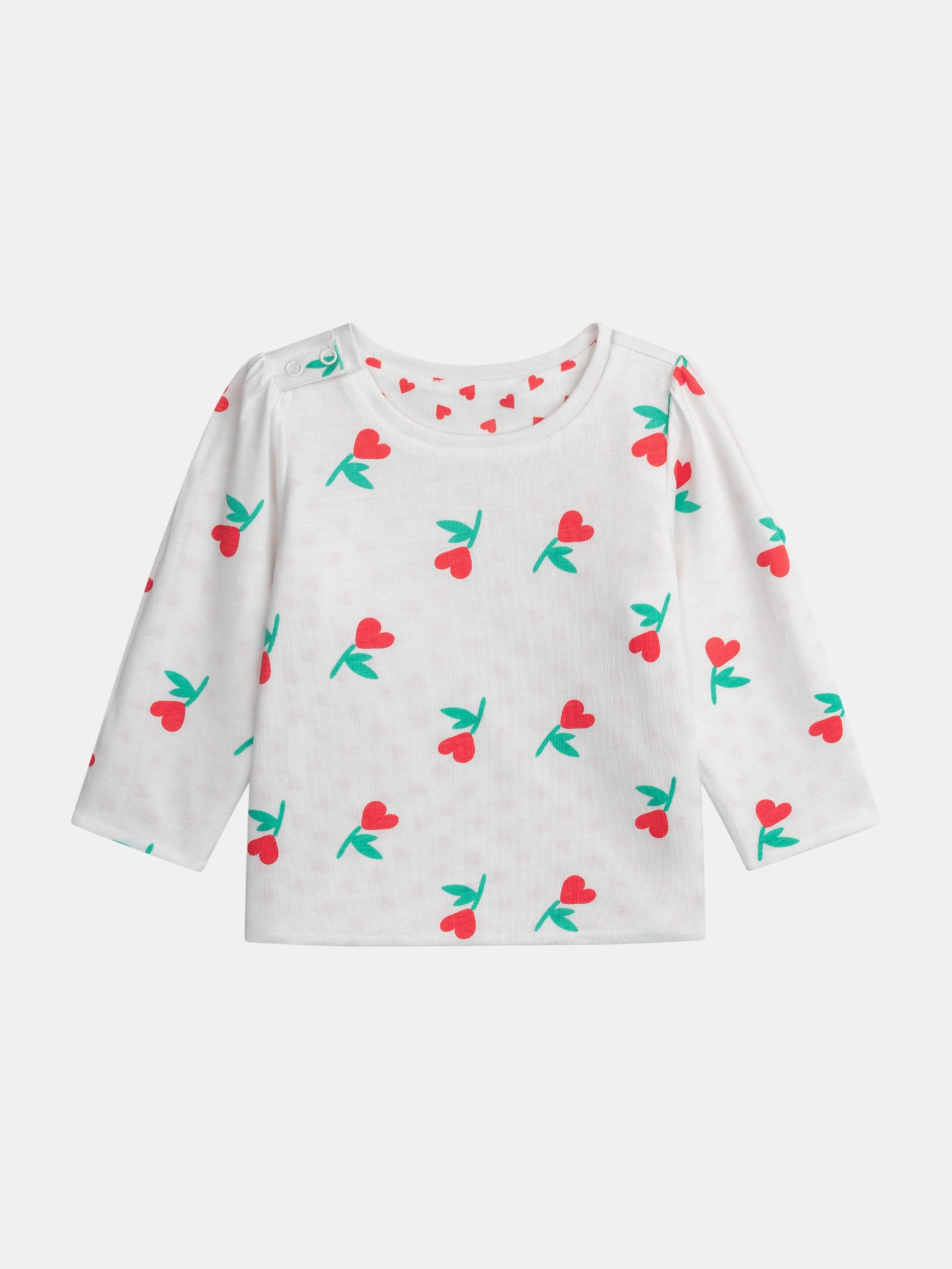Reversible heart-pattern t-shirt for baby girl