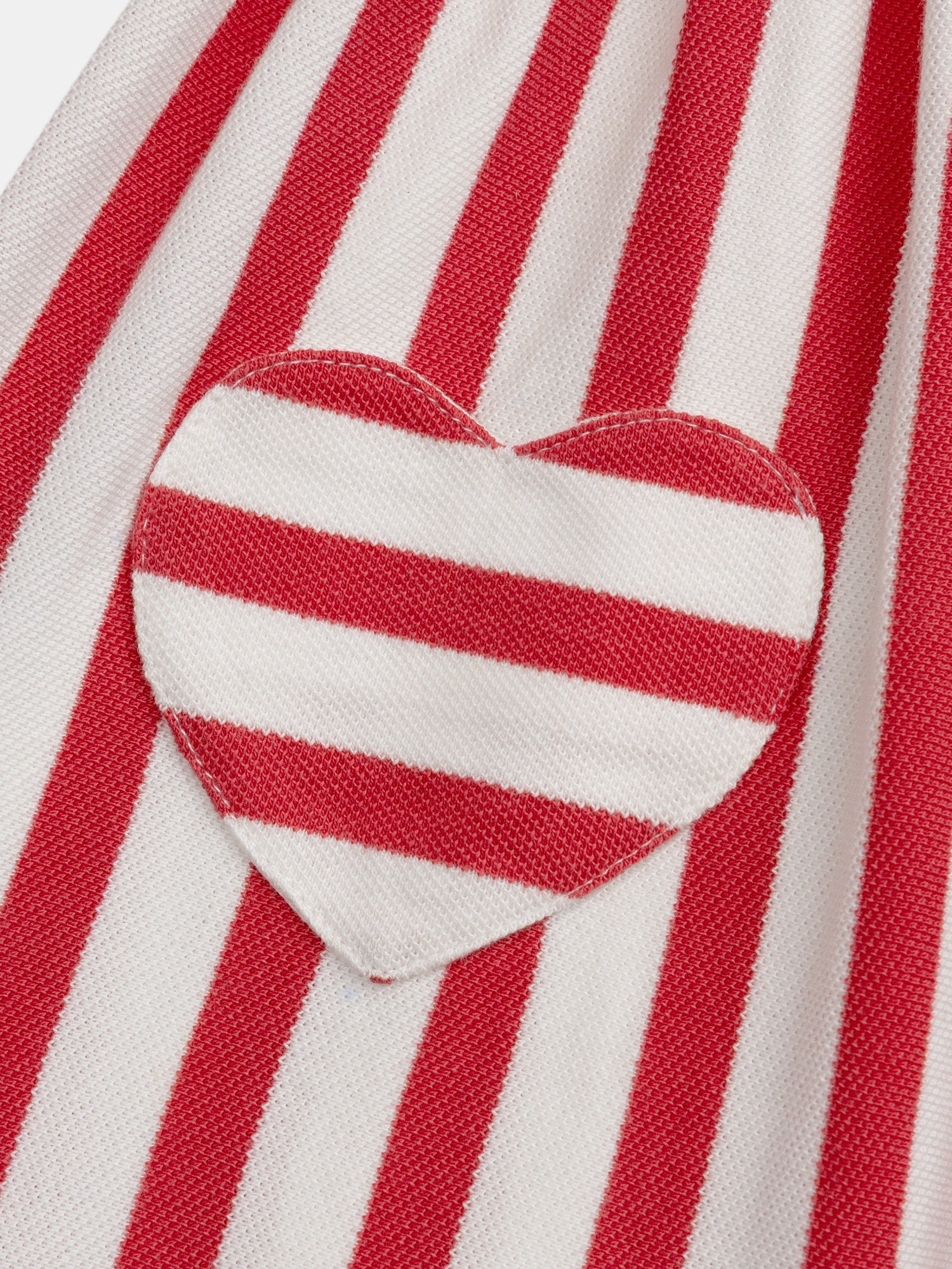 Red and Cream Striped Dress with Heart Pockets for Baby Girls