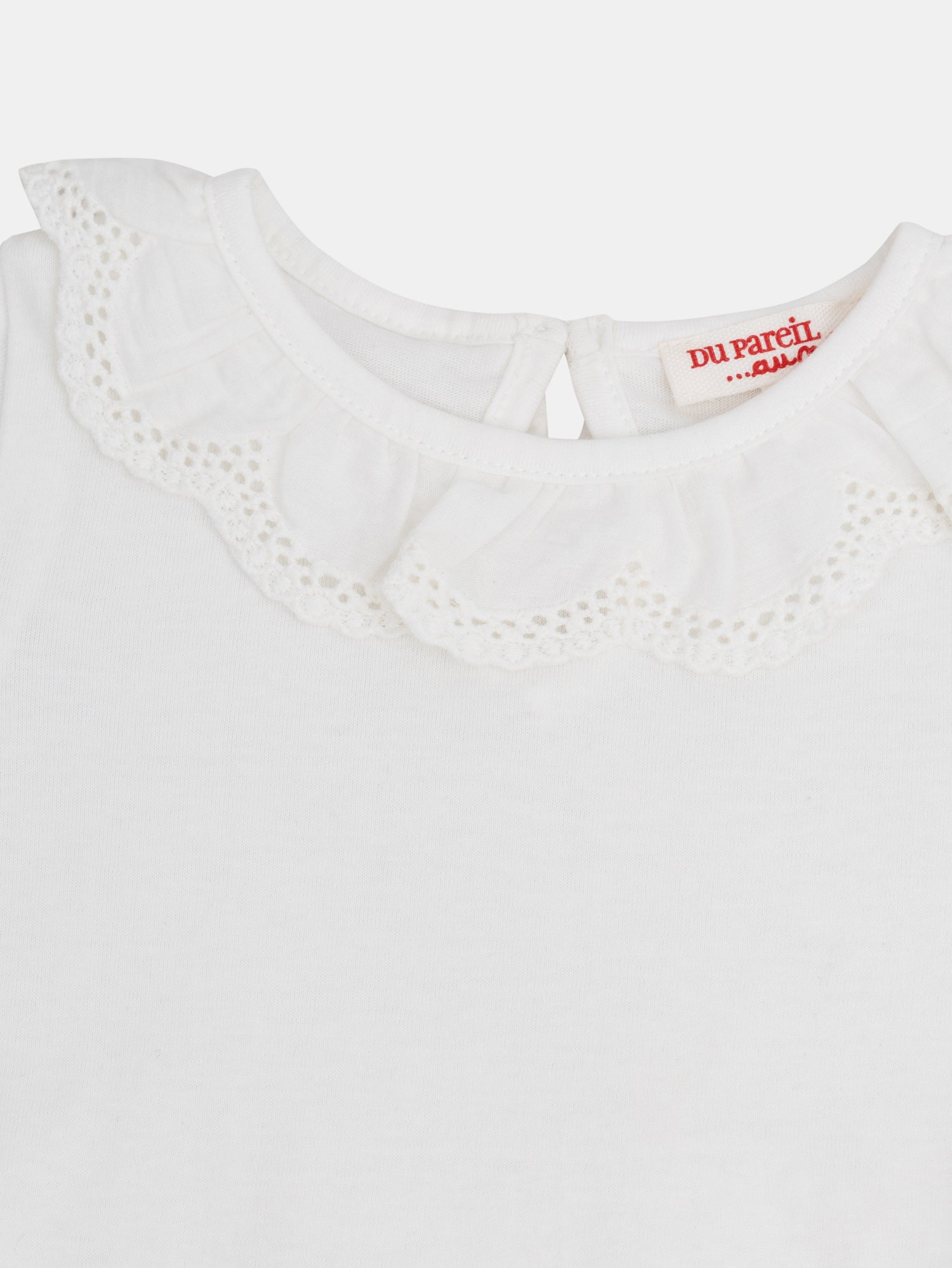 Elegant pink baby bra with embroidered and ruffled collar for girls