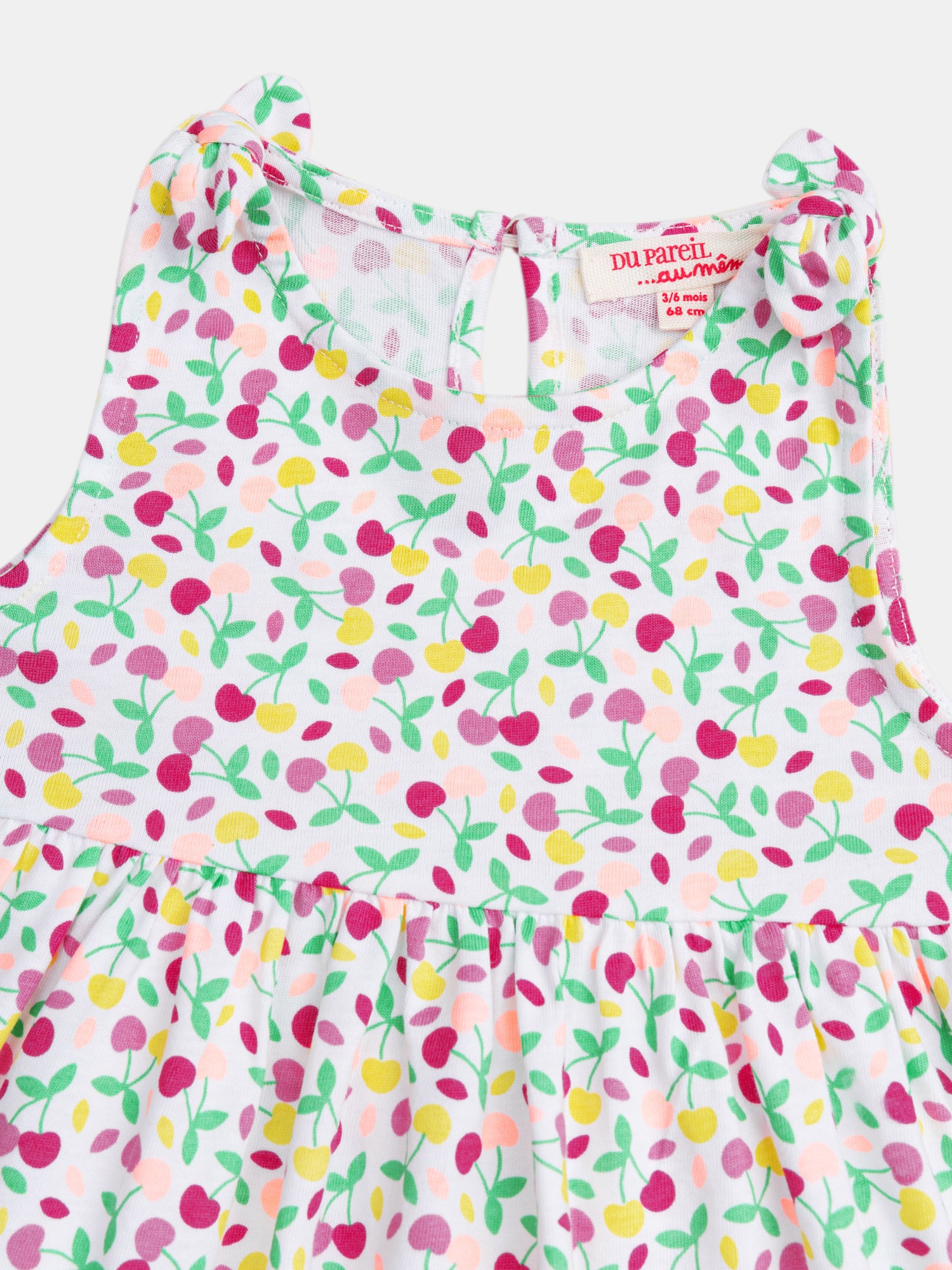 Multicolored dress with cherry print for baby girl