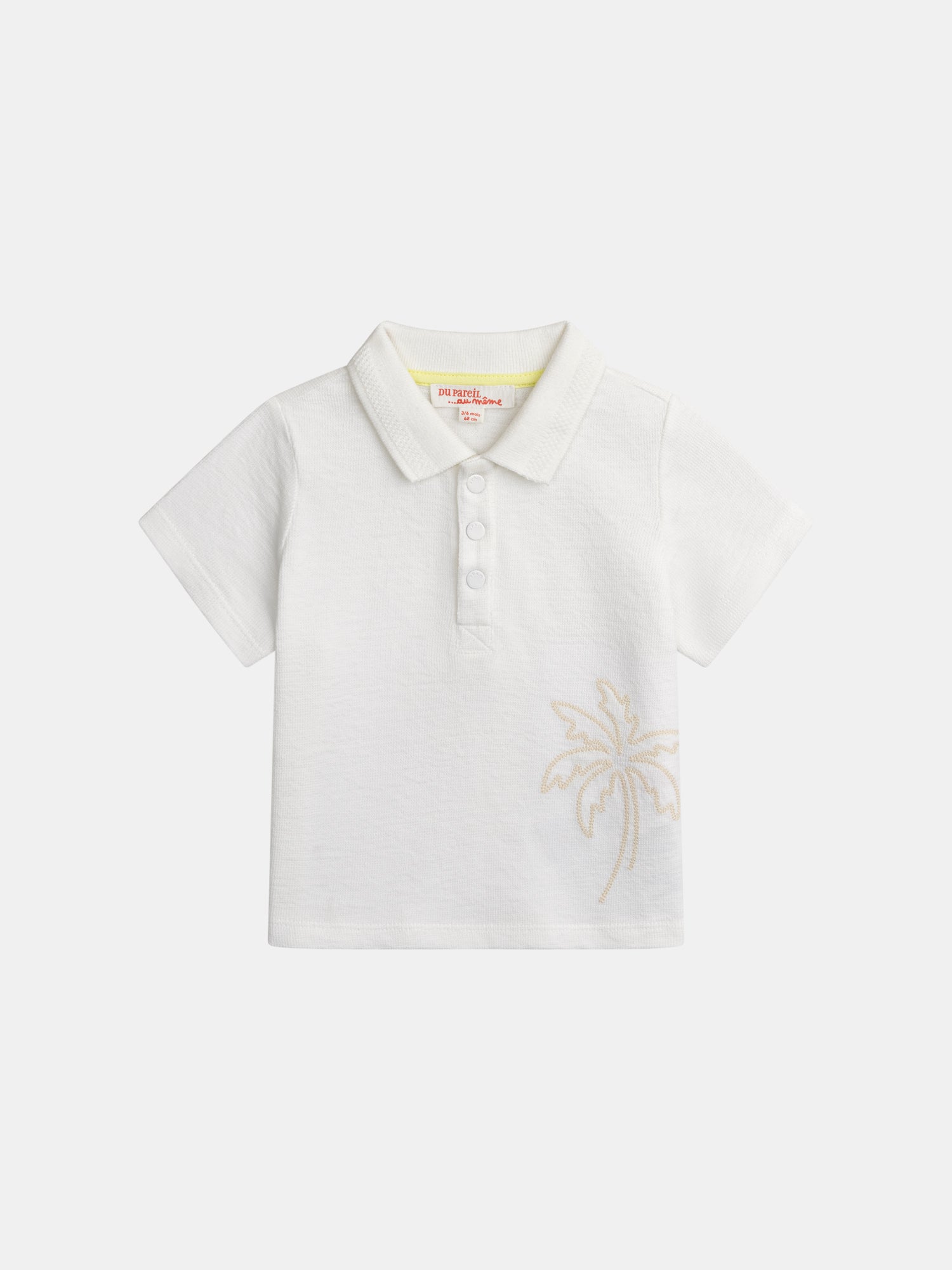 Ecru polo with palm embroidery for baby boy