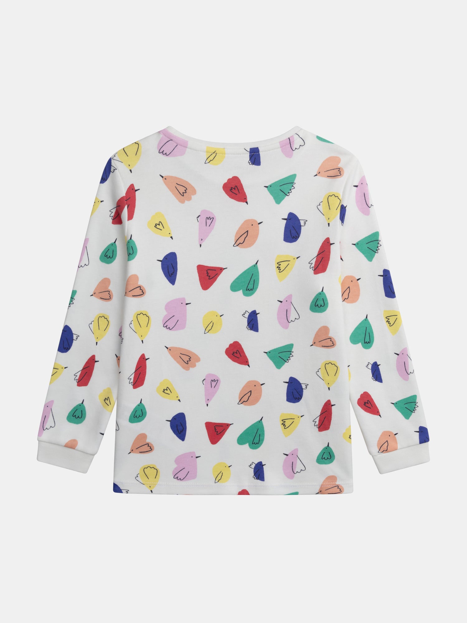 Ecru pyjama printed all over with birds for girl