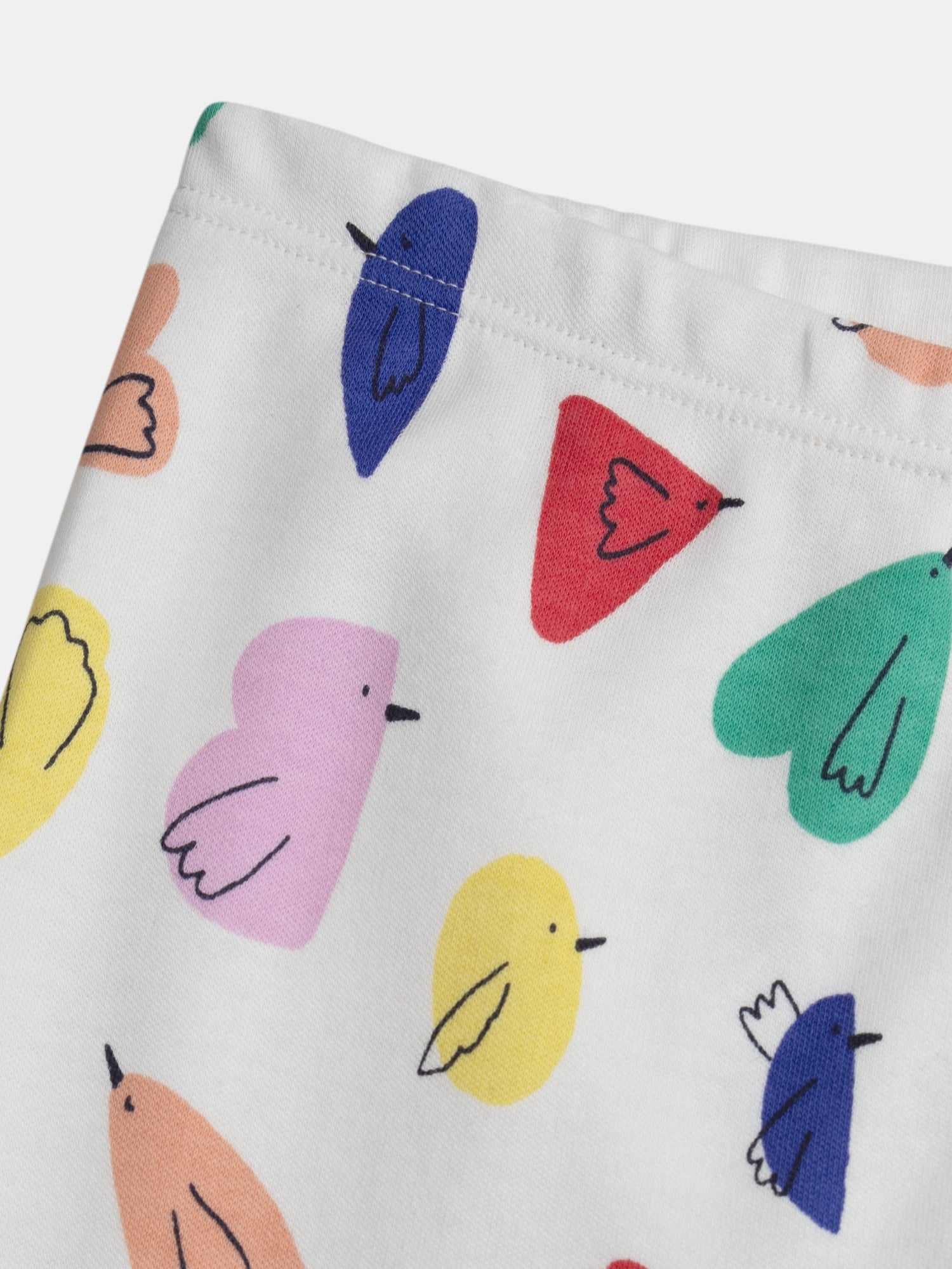 Ecru pyjama printed all over with birds for girl