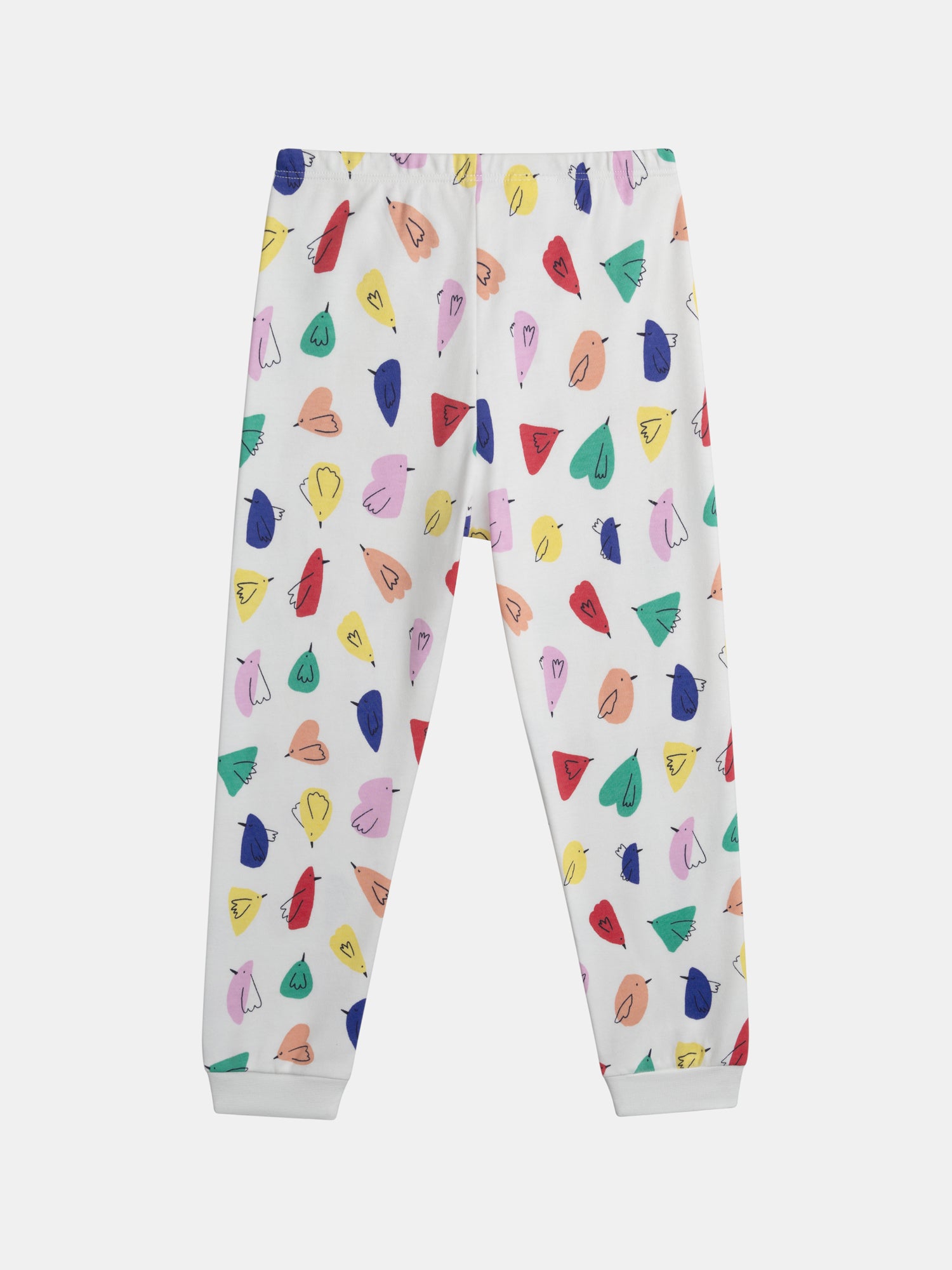 Ecru pyjama printed all over with birds for girl