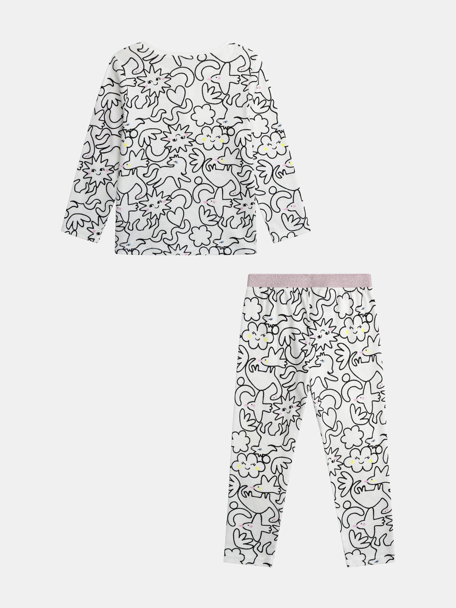 Long cream pajamas with all-over "DREAM" print for girl's child