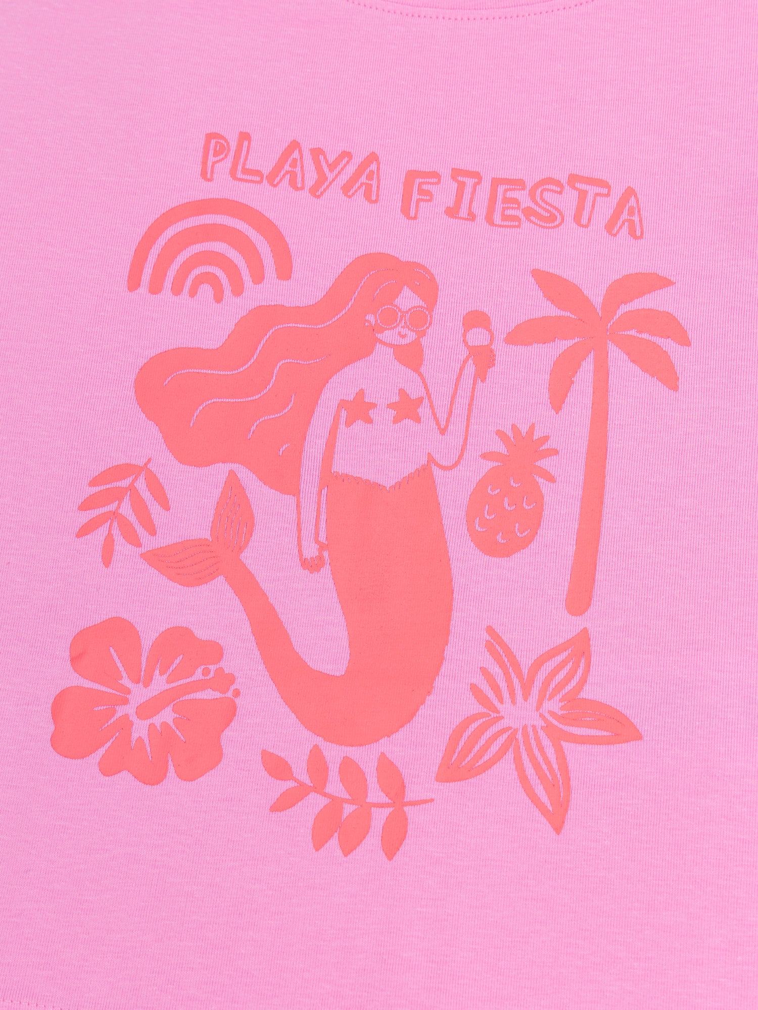 Short pink pajama with "Playa Fiesta" print for girls