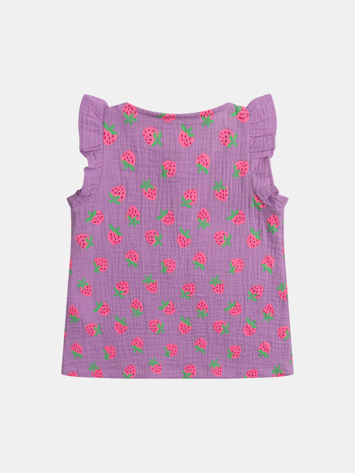 Short purple pajamas with "Gourmet Strawberries" print for girls