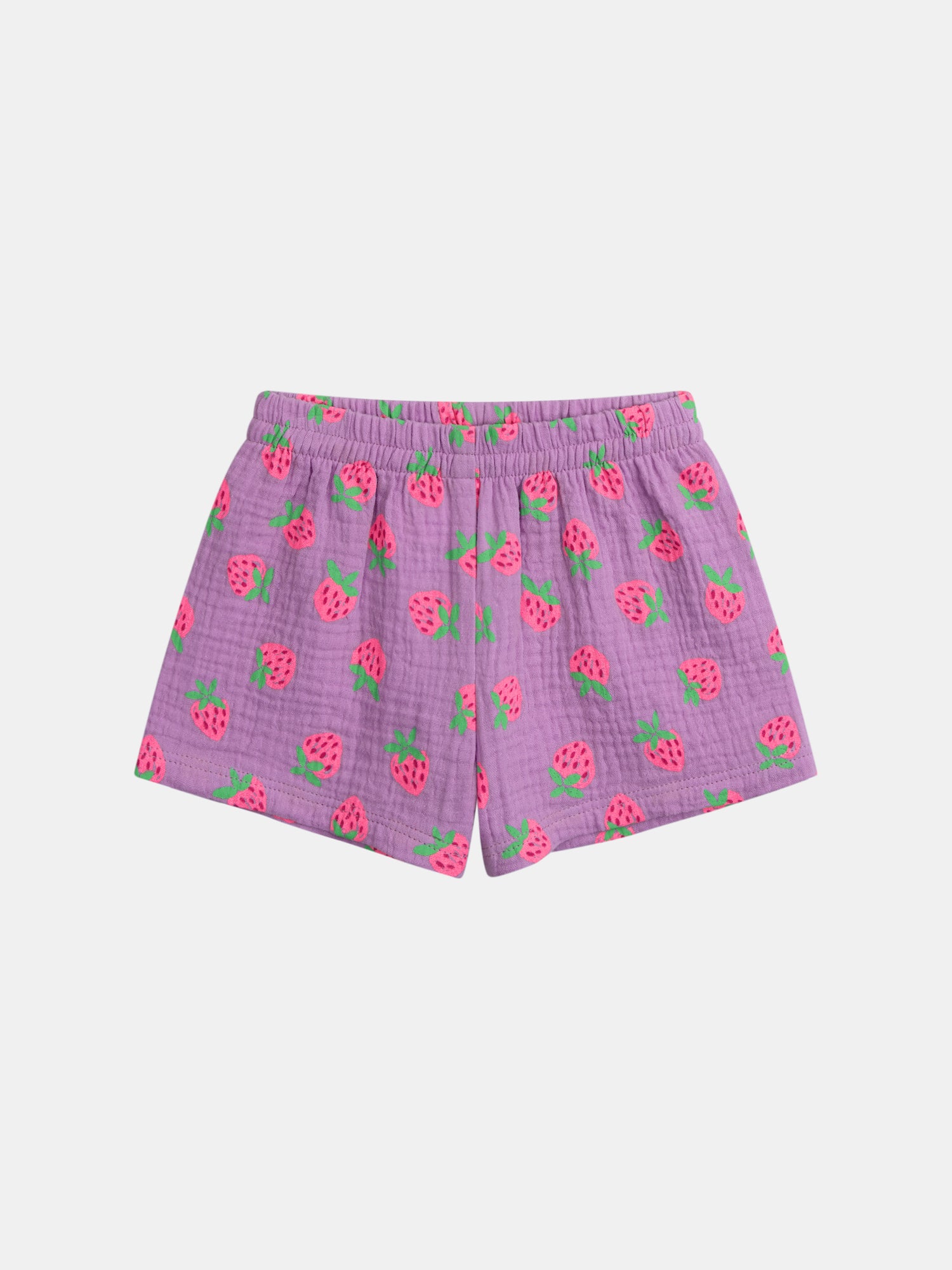 Short purple pajamas with "Gourmet Strawberries" print for girls