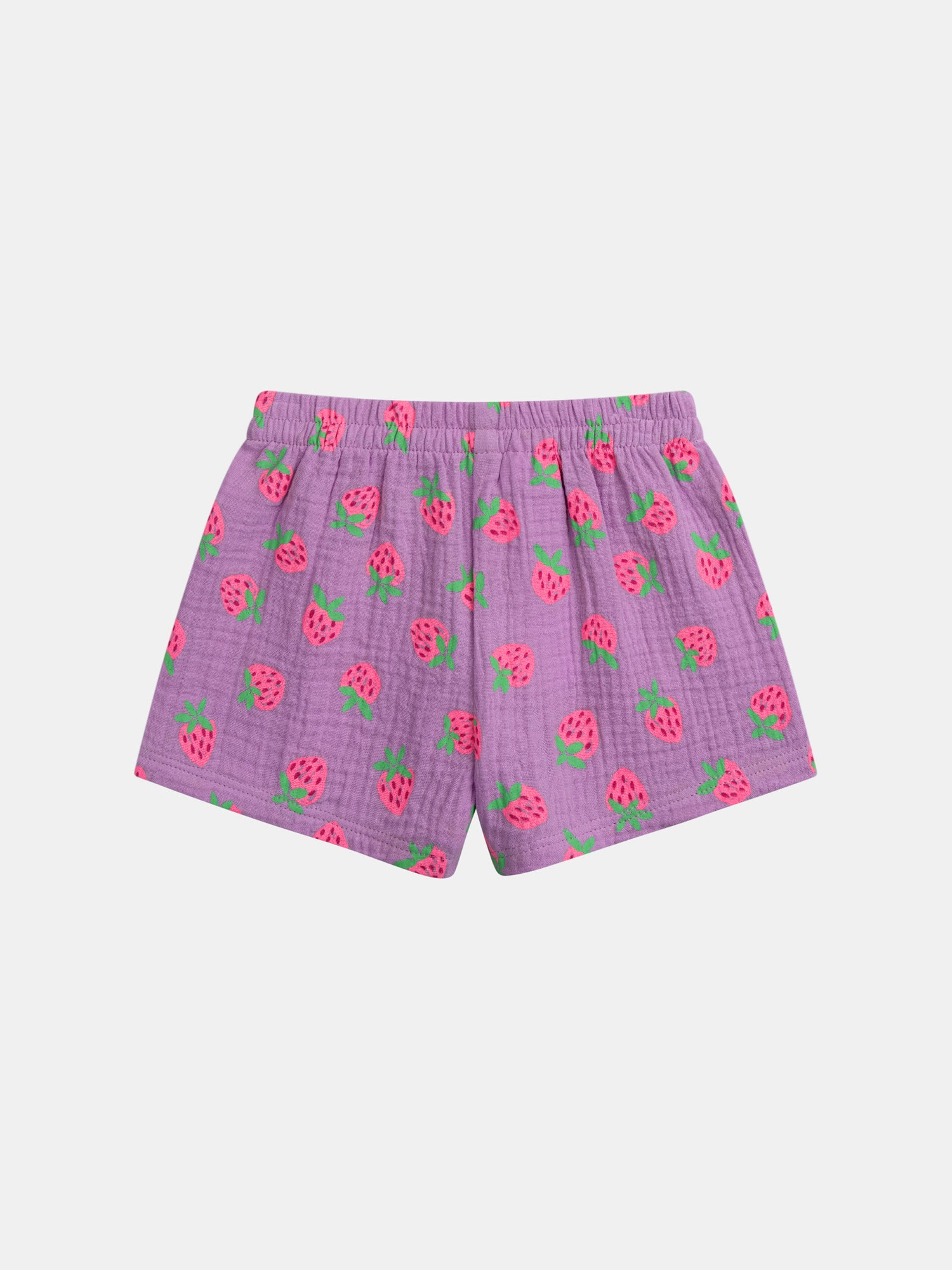 Short purple pajamas with "Gourmet Strawberries" print for girls