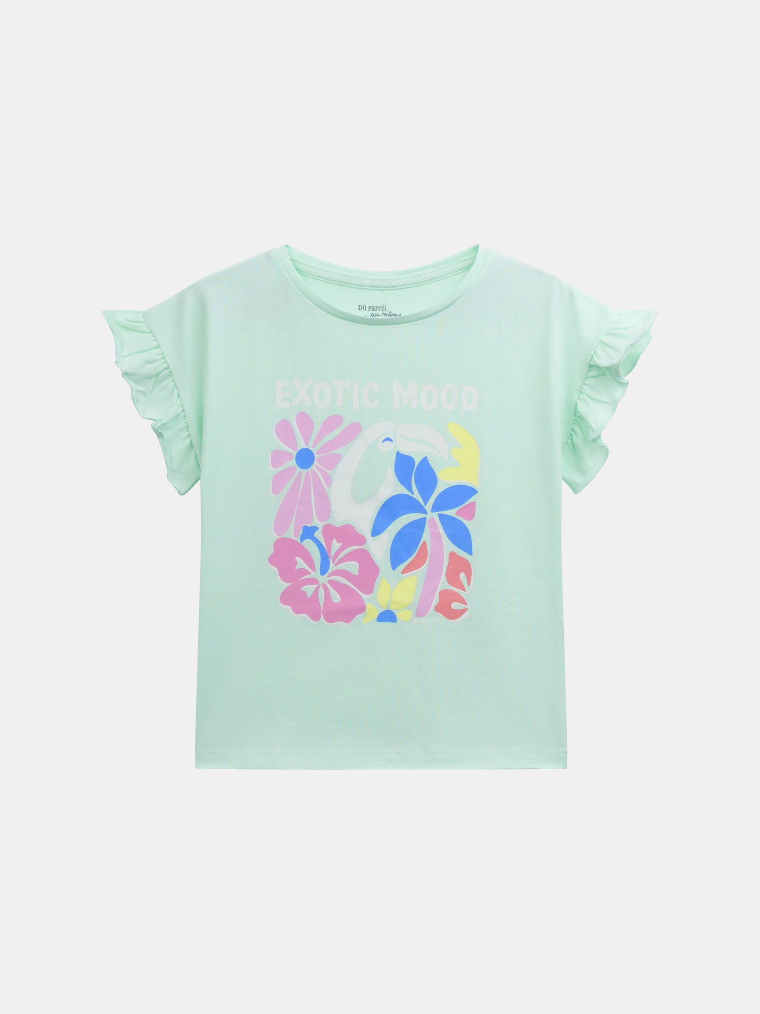 Short phosphorescent pajamas with "Exotic Mood" print for girls