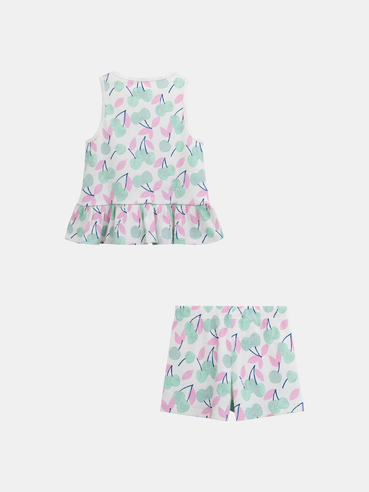 Short pajama tank top with "Pastel Cherries" print for girls