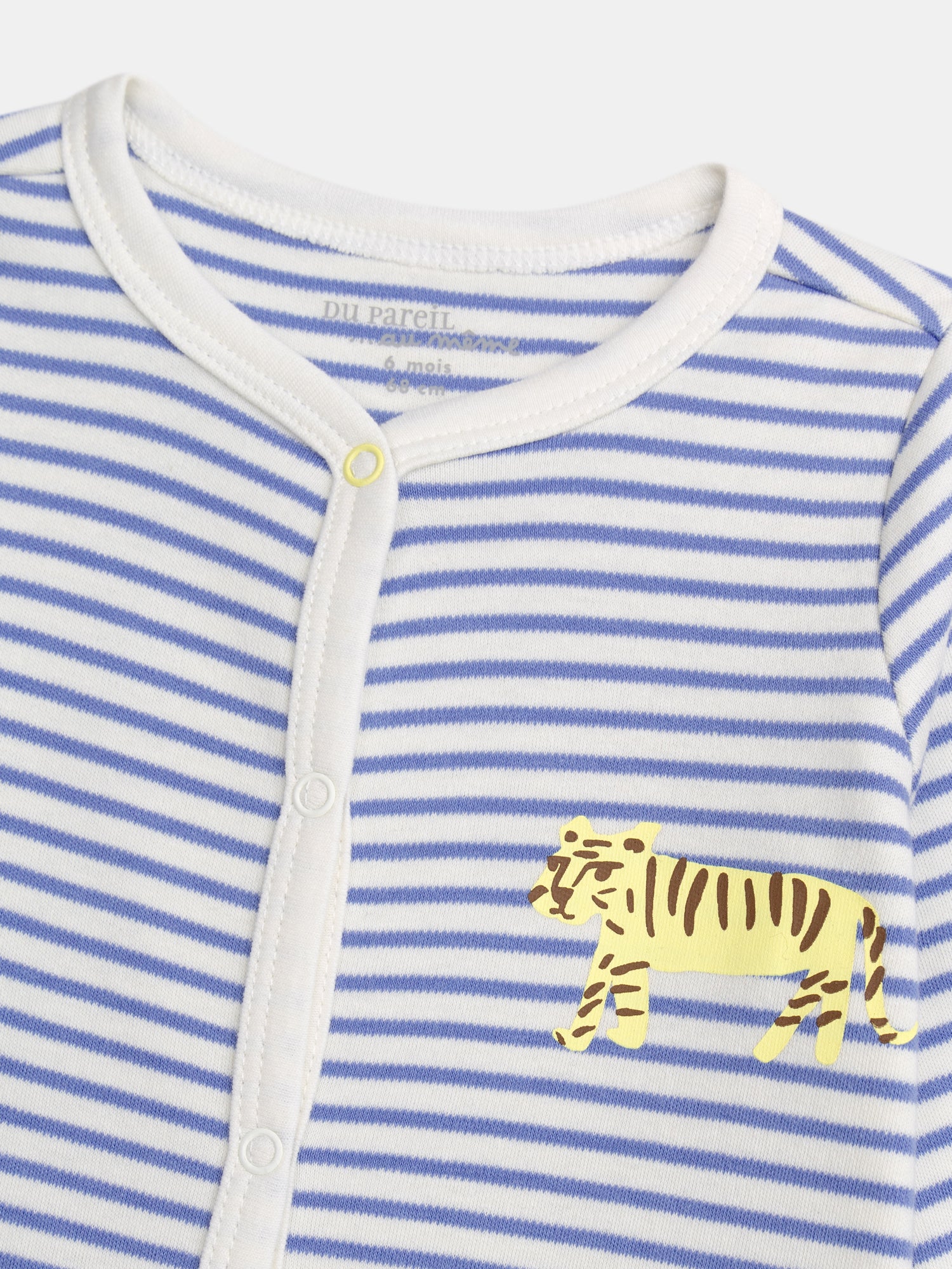 Striped sleeper with tiger print for baby boy