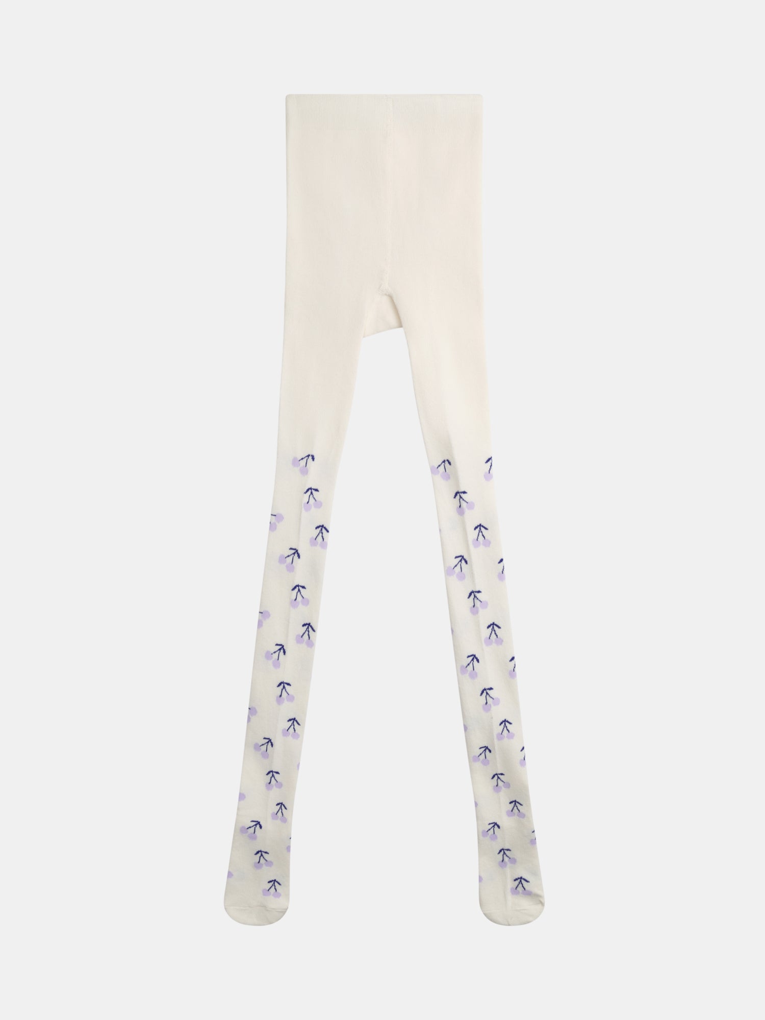 Ecru tights with cherry pattern for girls