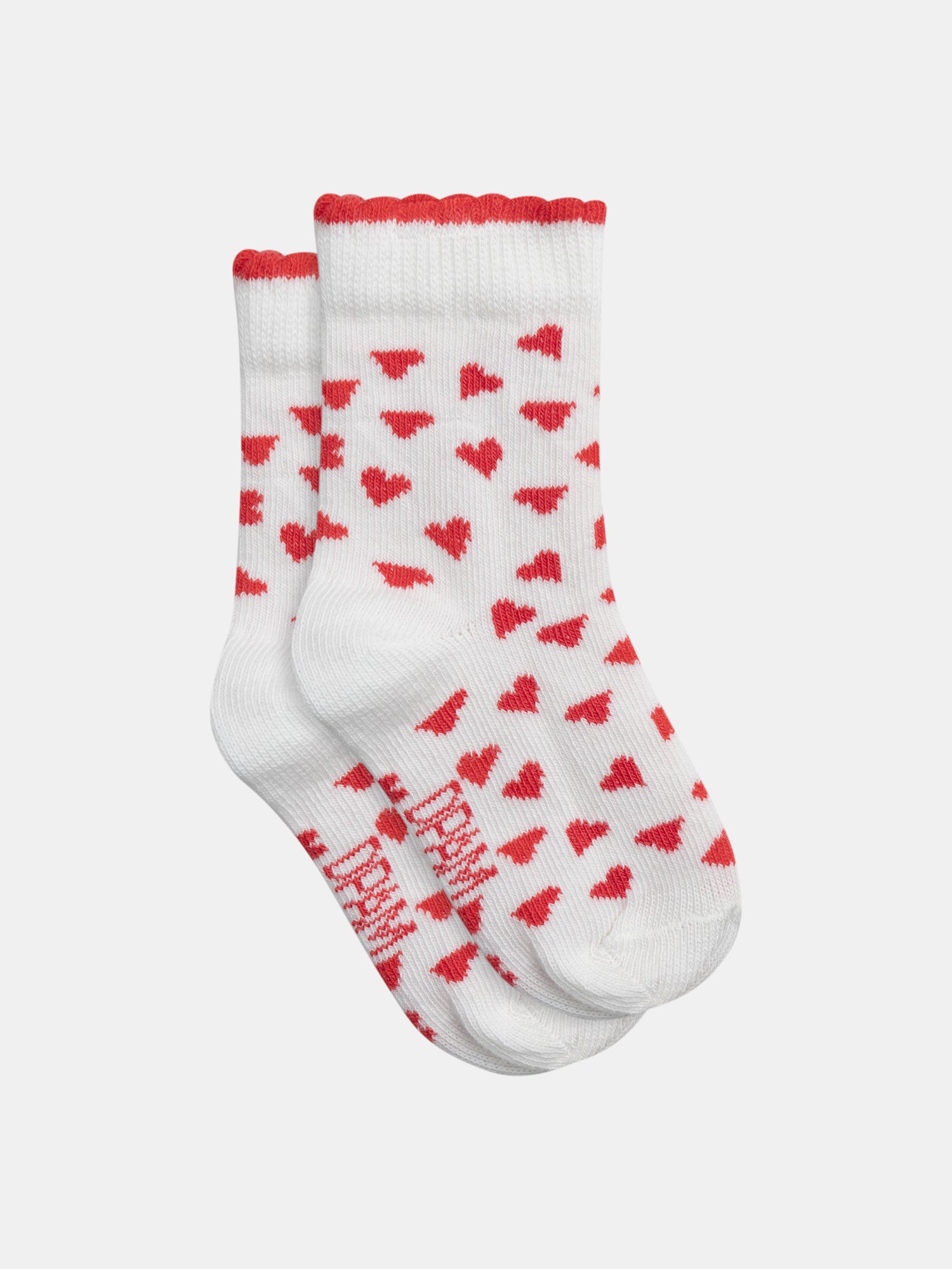 Ecru Socks with Red Hearts for Girls