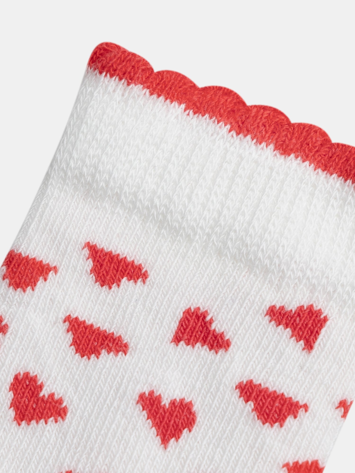 Ecru Socks with Red Hearts for Girls
