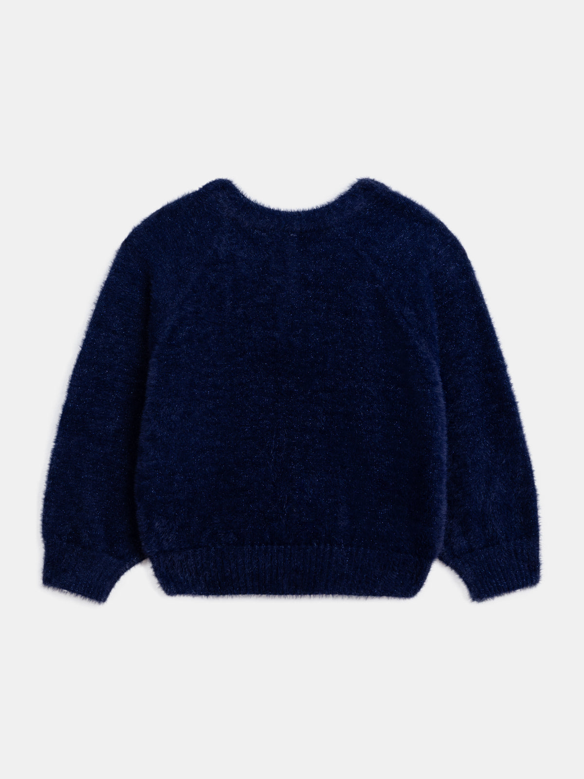 Navy Plush Knit Cardigan for Girls