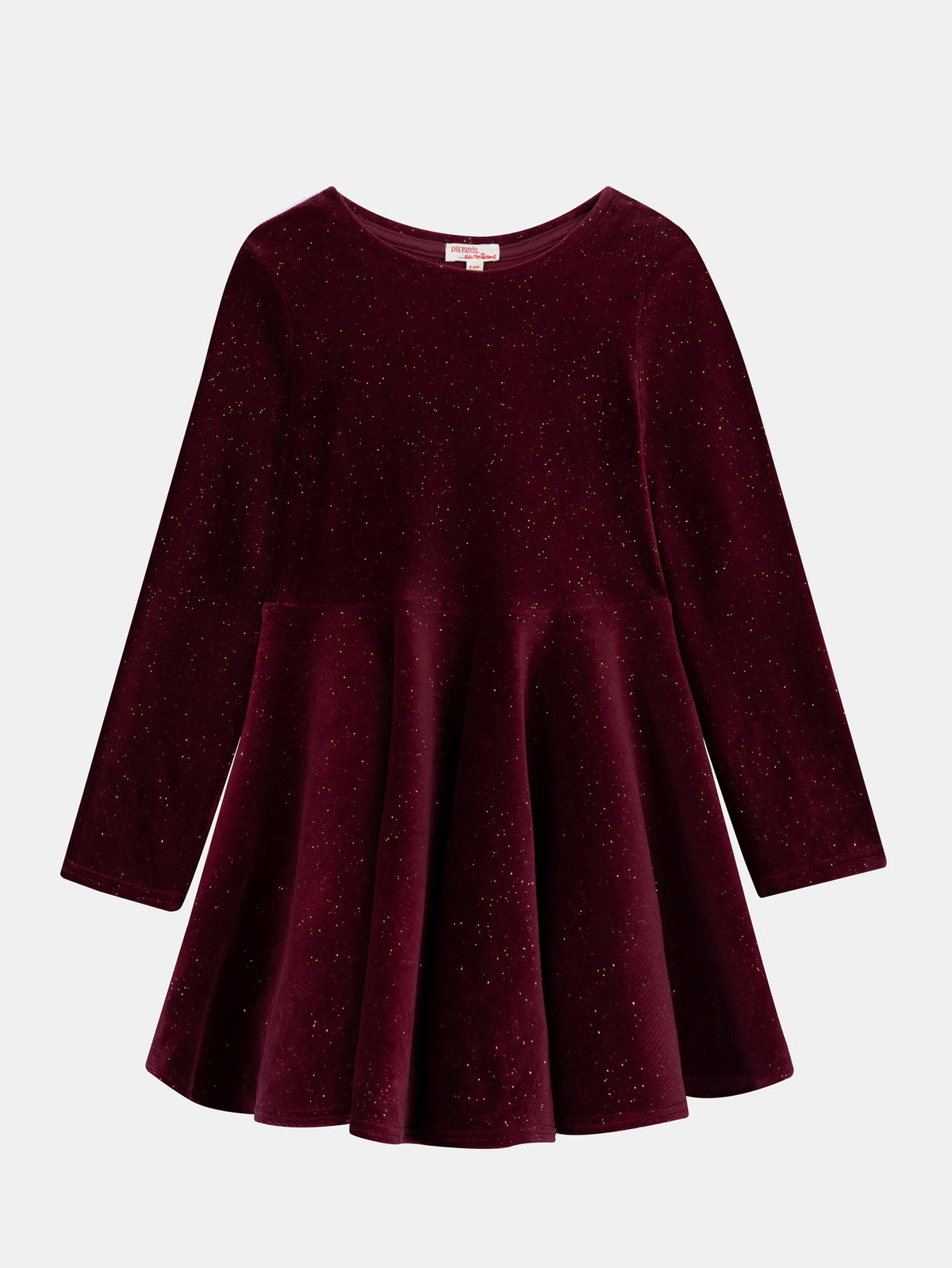 Plum Long Sleeve Glitter Dress for Girls