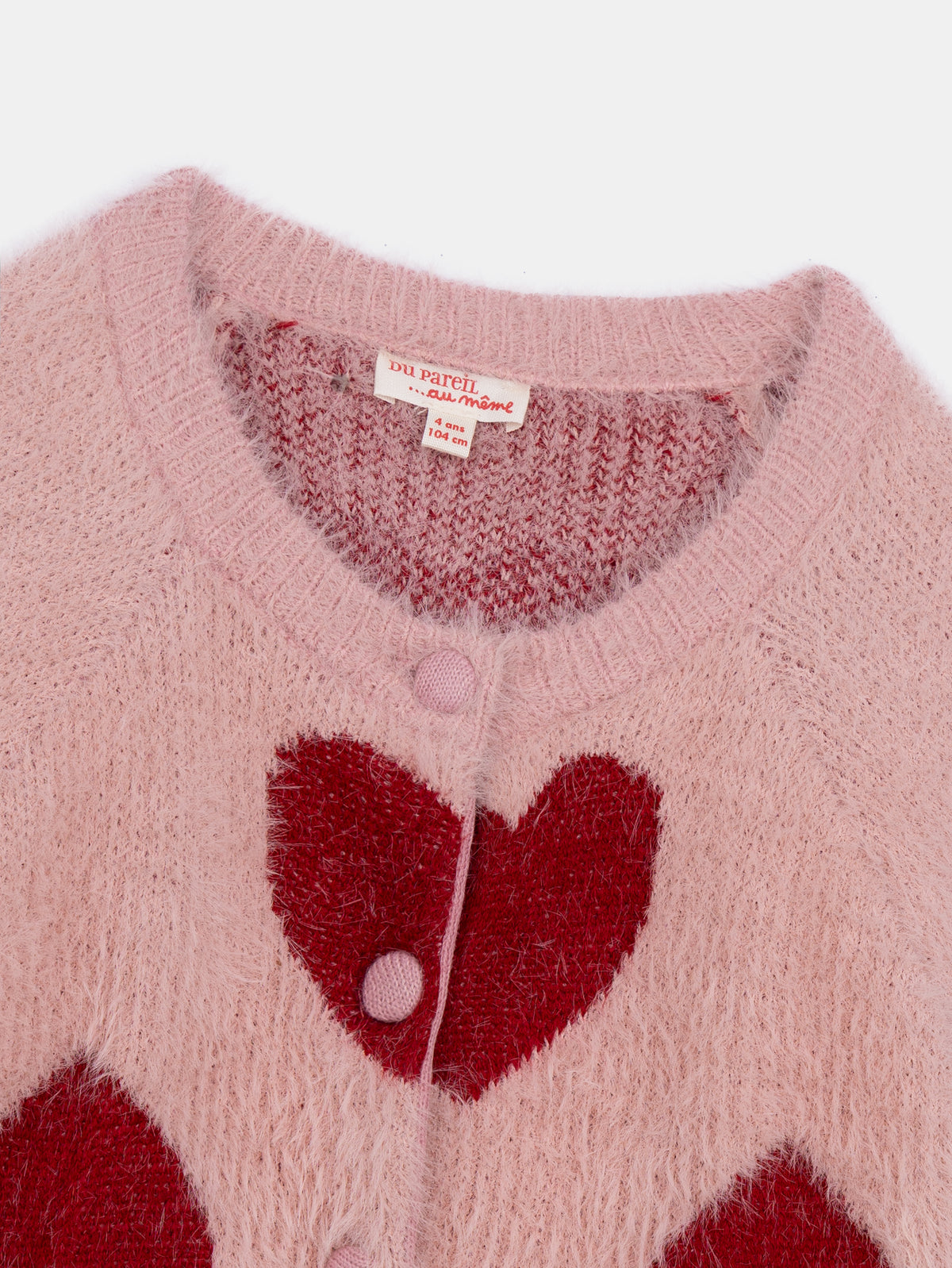 Pink cardigan with heart pattern for girls