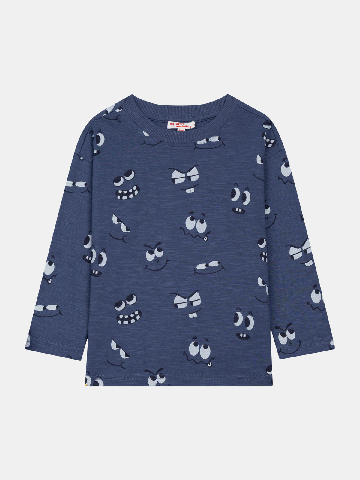 Blue Long Sleeve T-Shirt with Phosphorescent Eye Print for Boys