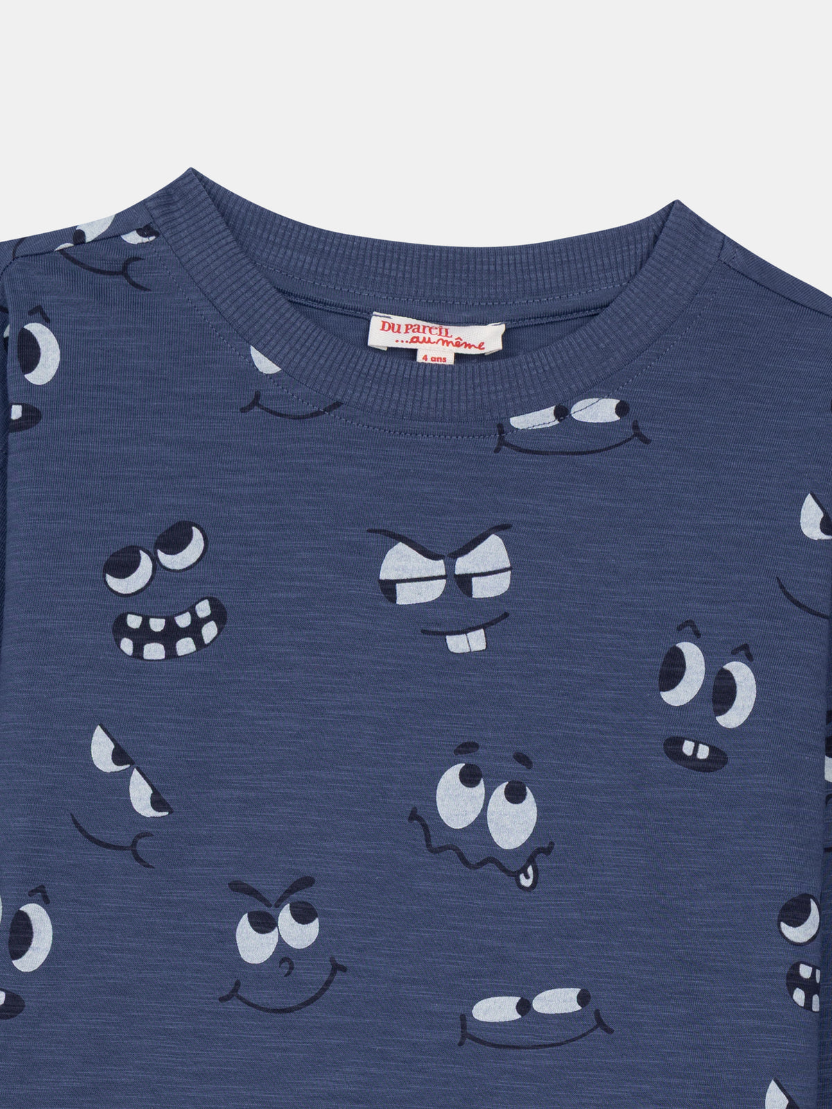 Blue Long Sleeve T-Shirt with Phosphorescent Eye Print for Boys