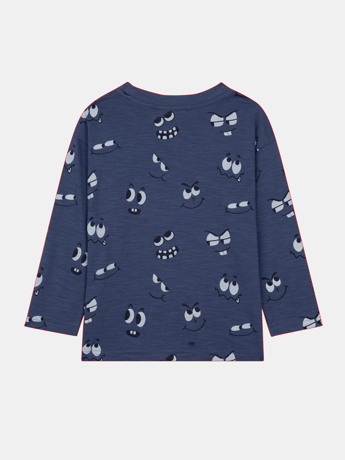 Blue Long Sleeve T-Shirt with Phosphorescent Eye Print for Boys