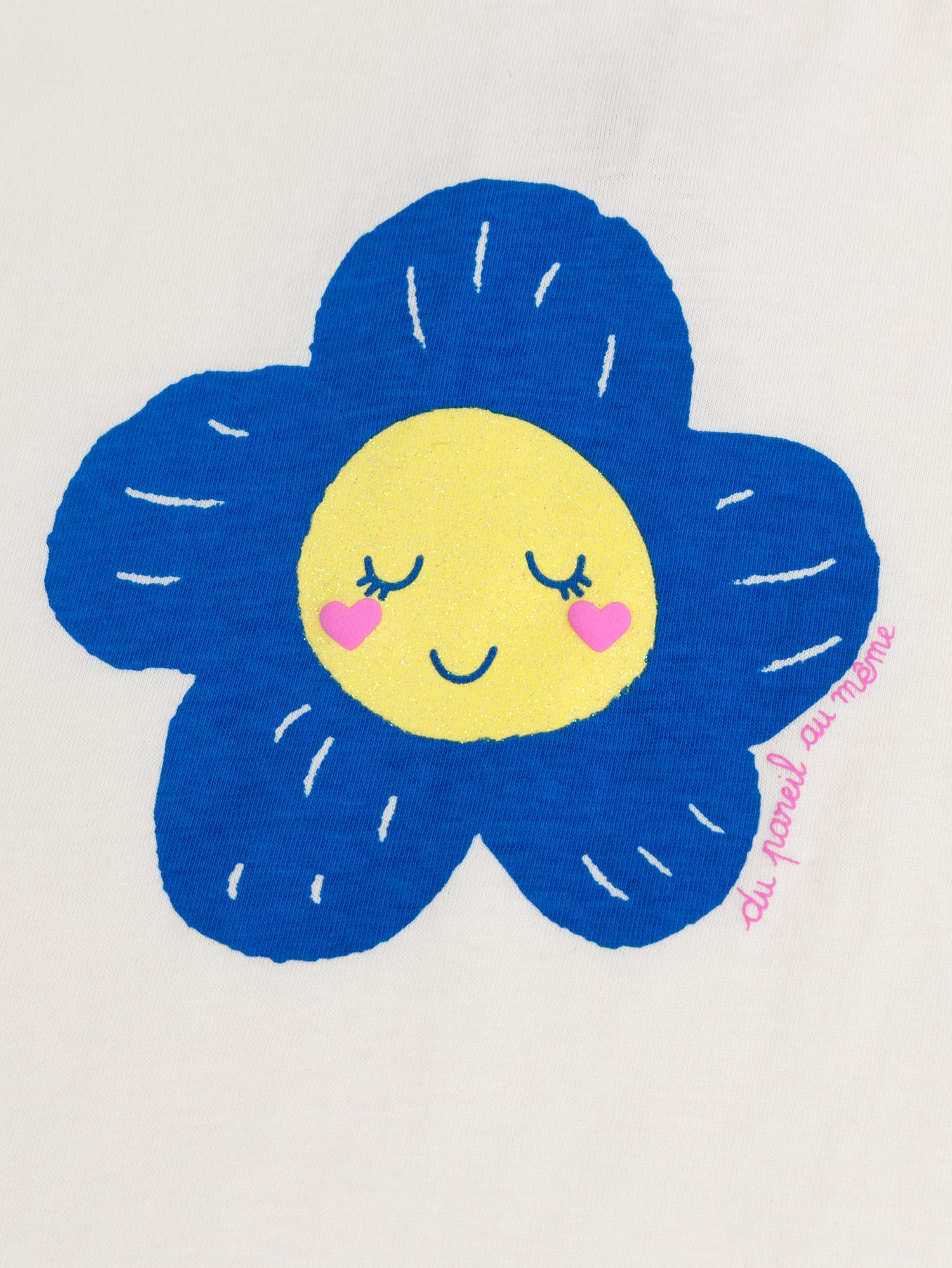 Ecru T-shirt with flower motif for baby girl