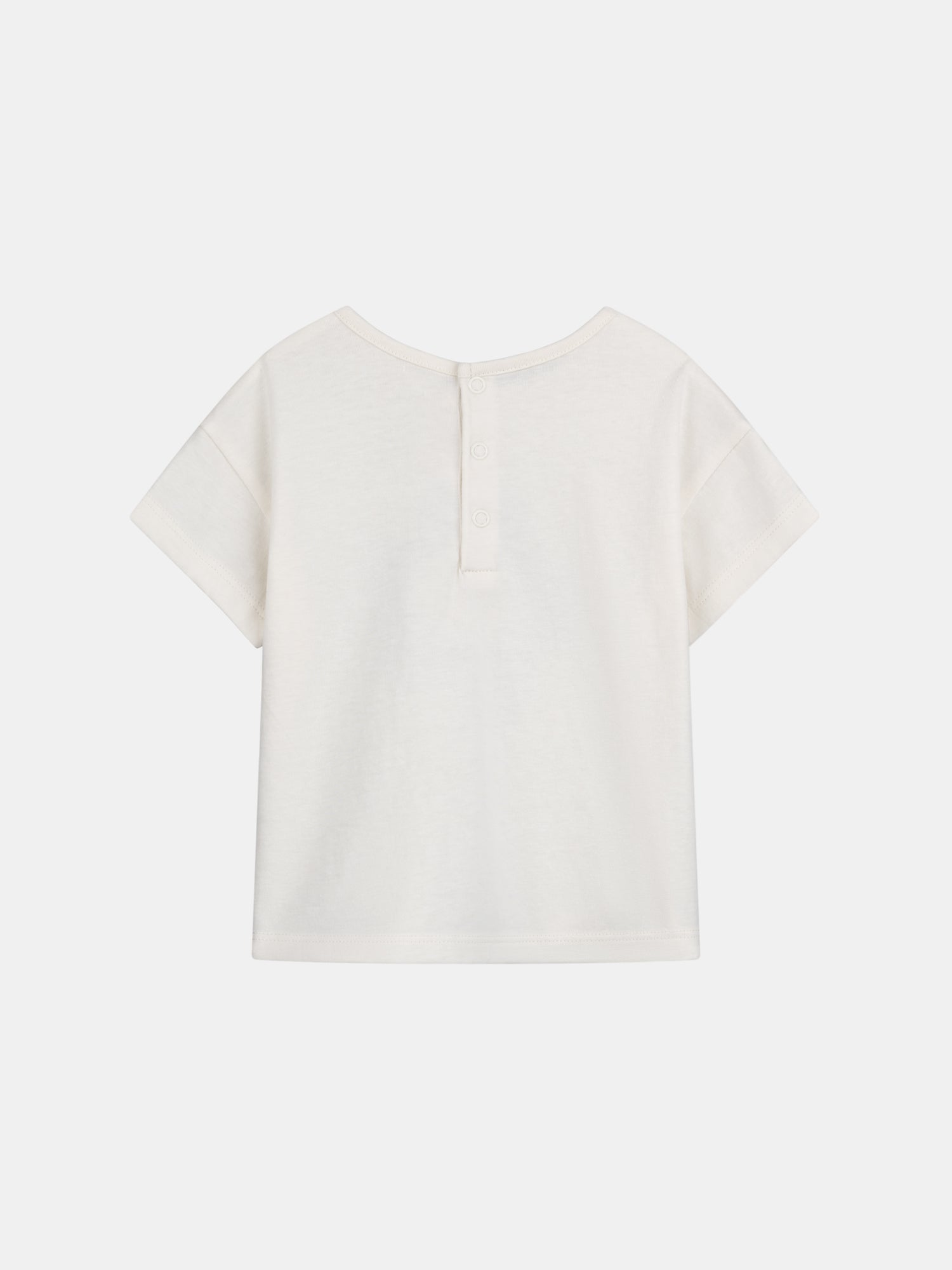 Ecru T-shirt with flower motif for baby girl