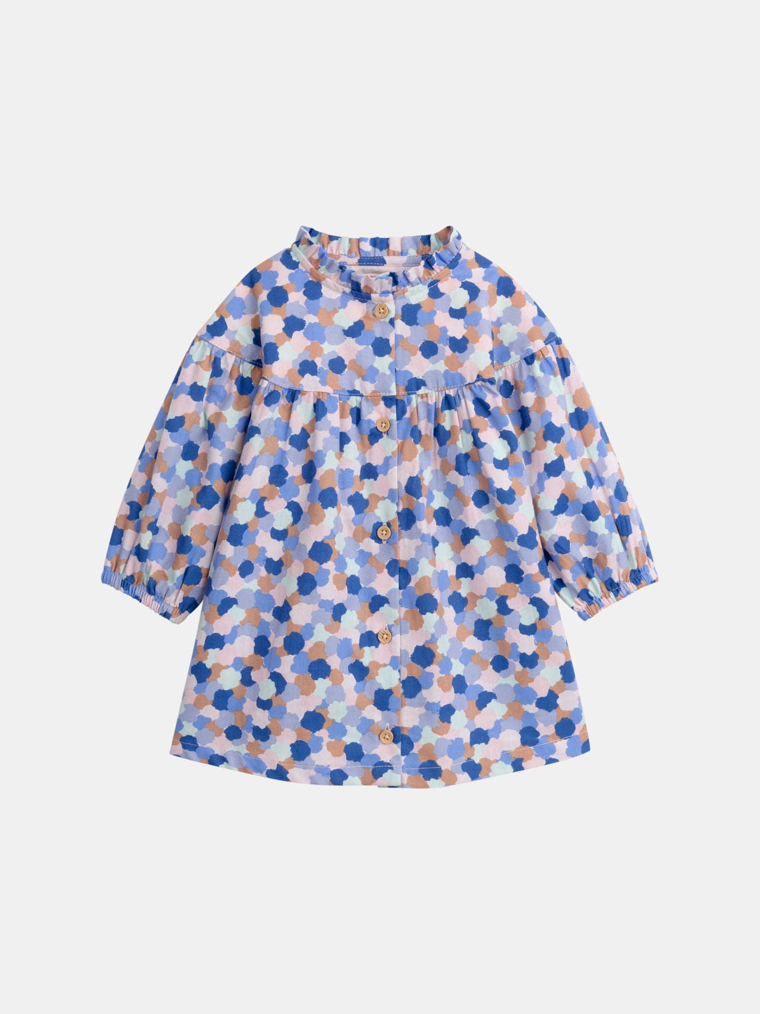 Printed dress with ruffled collar for baby girl