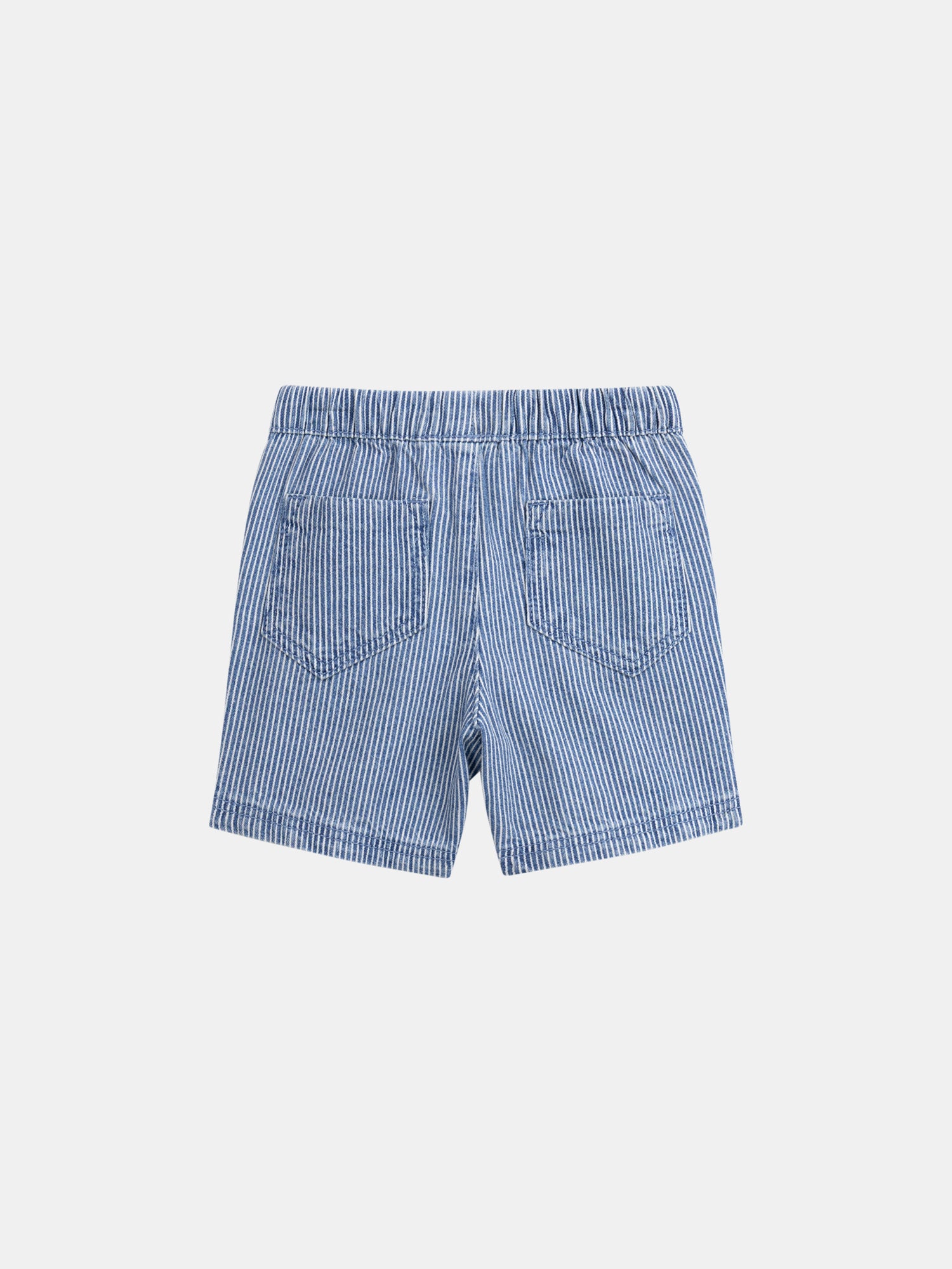 Striped Denim Bermuda "Play" Blue and Ecru for Baby Boy