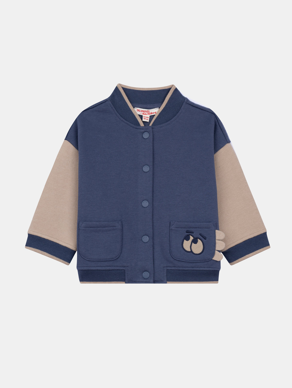 Ocean blue and greige vest for baby boy