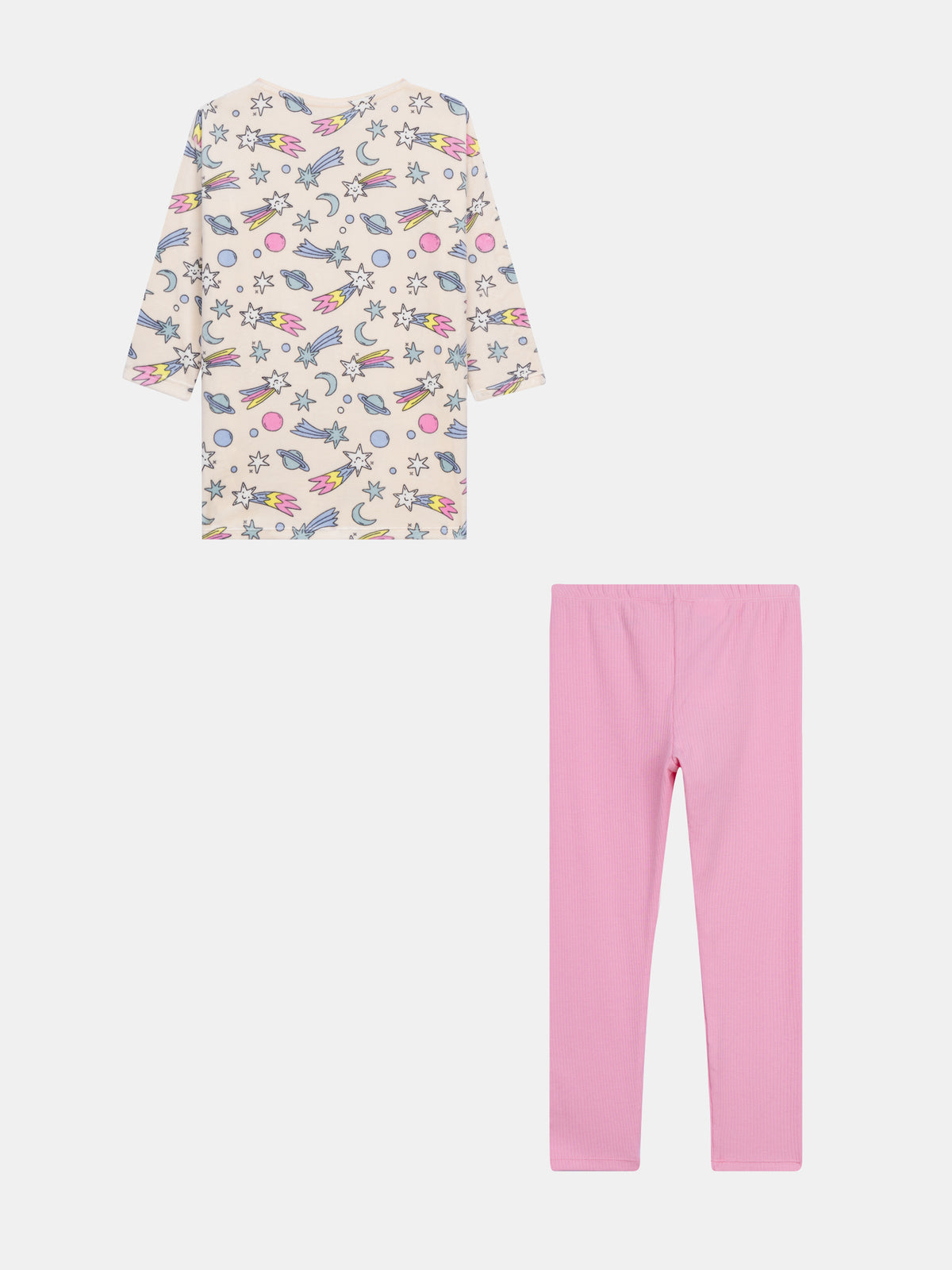 2-piece Velour Pajama Set with Galaxy Print for Girls