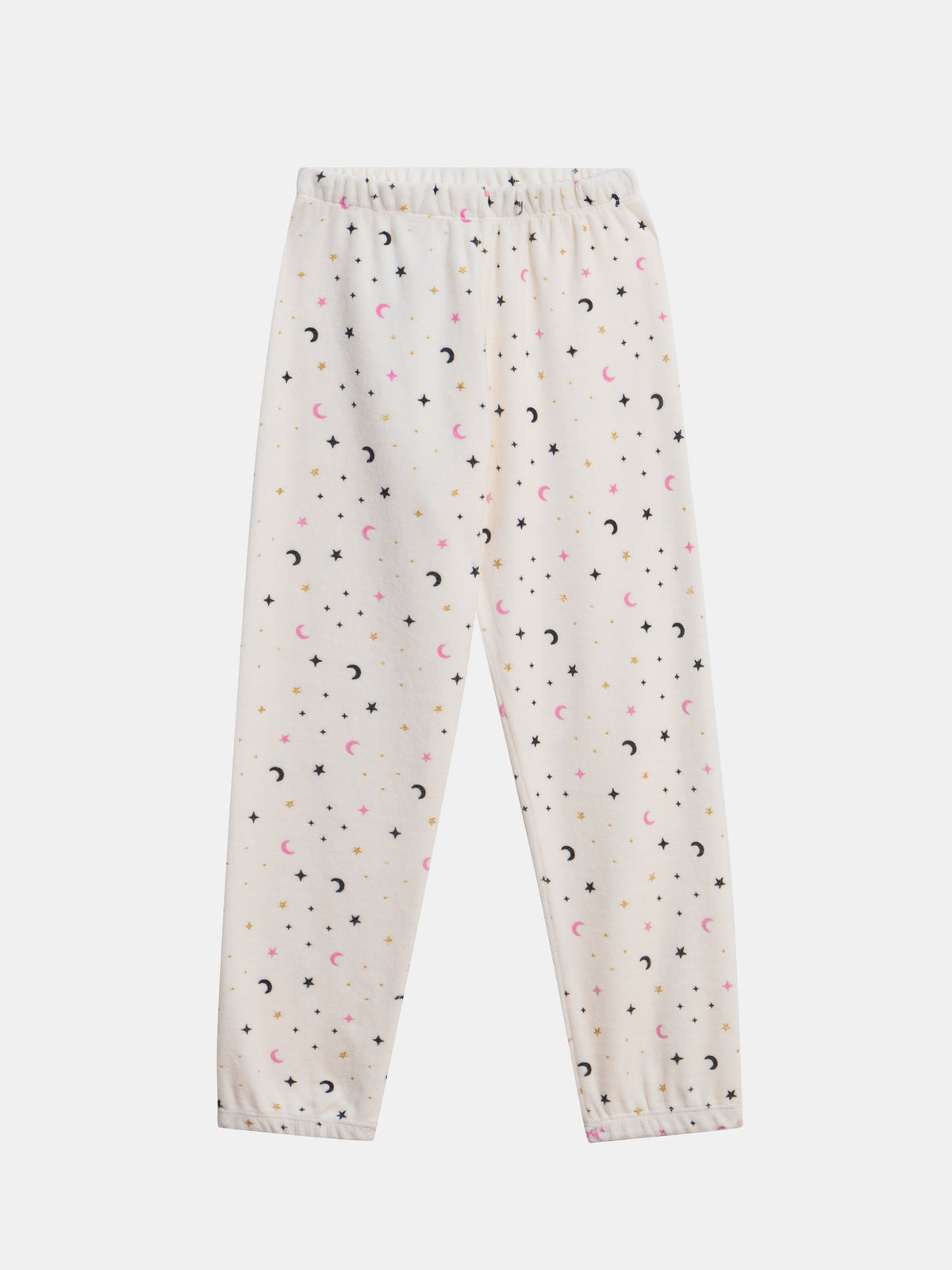 2-Piece Ecru Velvet Pajamas with Glow-in-the-Dark Ghost Patterns for Girls