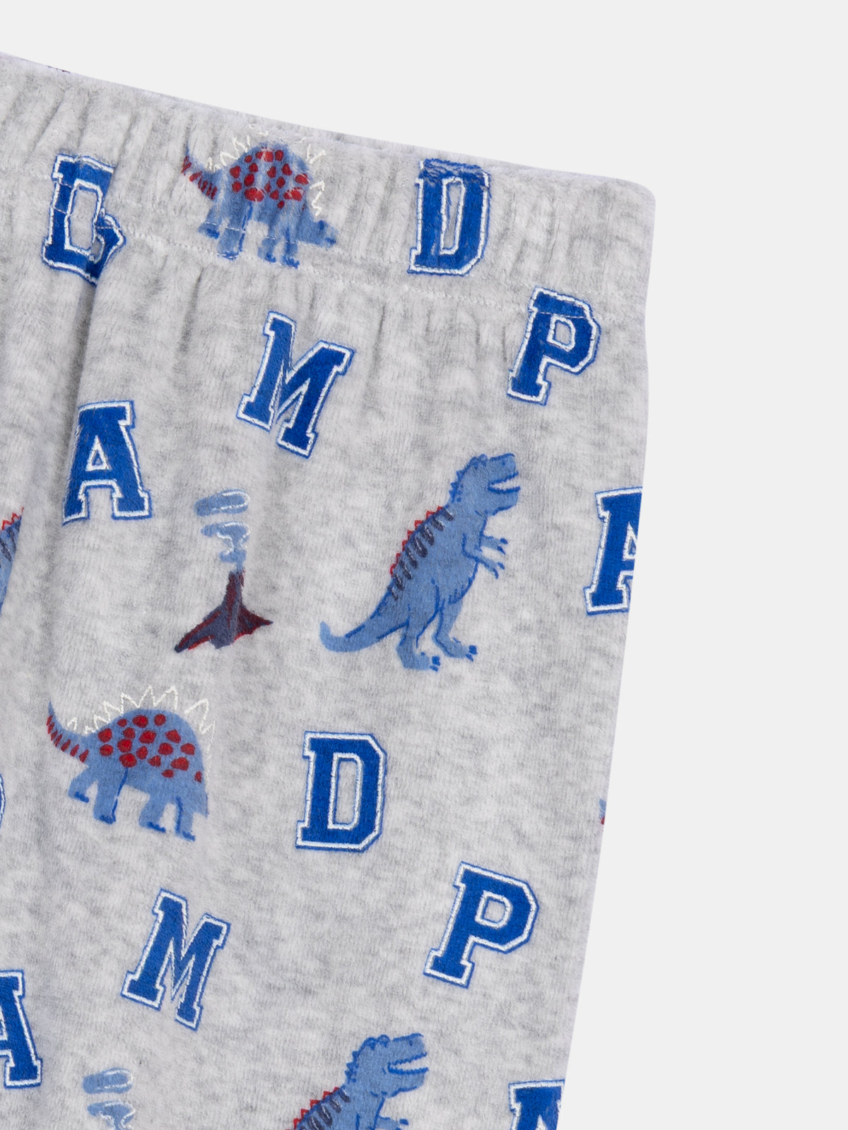 2-Piece Gray Velour Pajama "DPAM Dinosaures" for Boys
