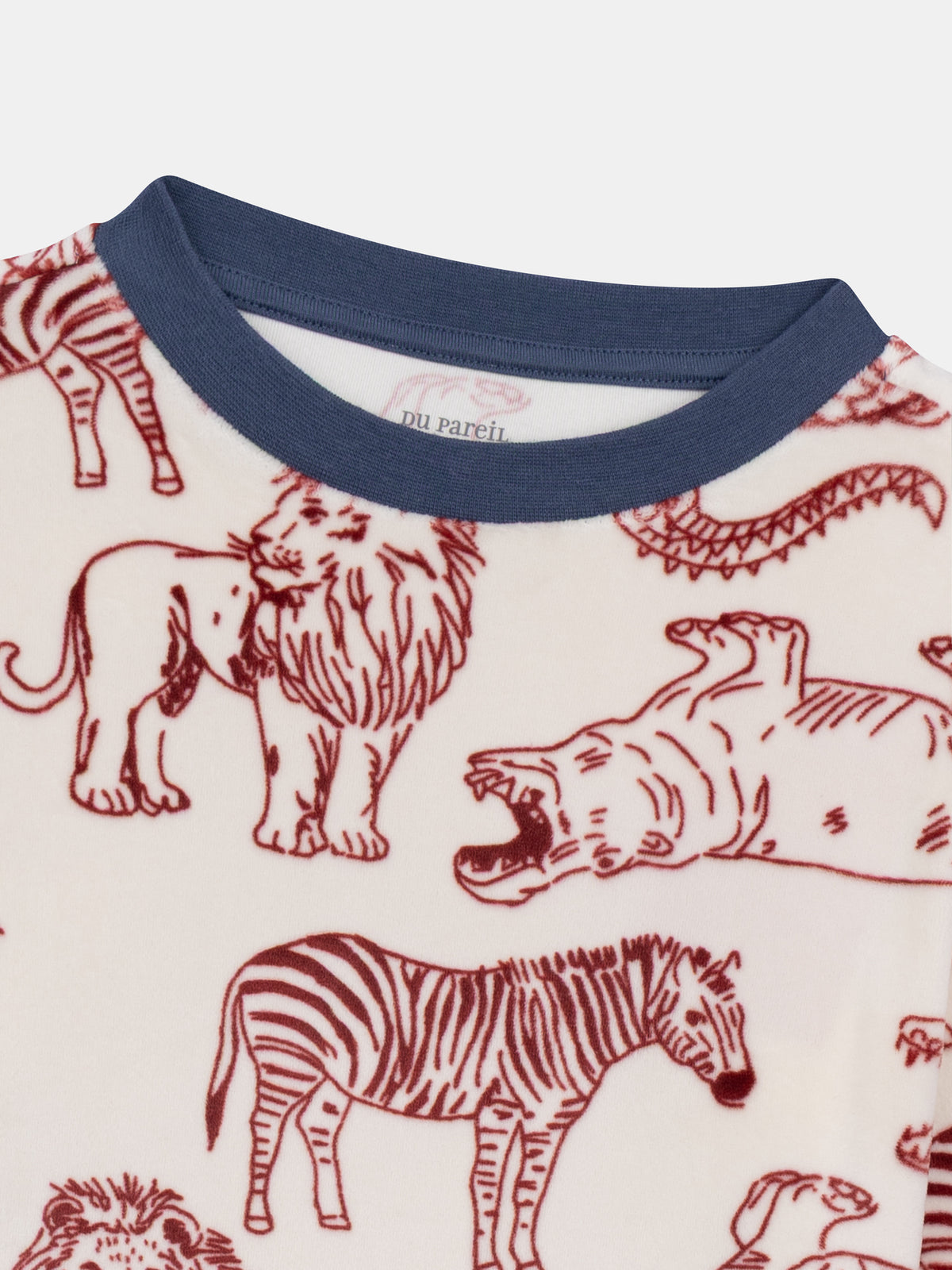 2-piece pajamas in stretch velvet with full savanna print for boys