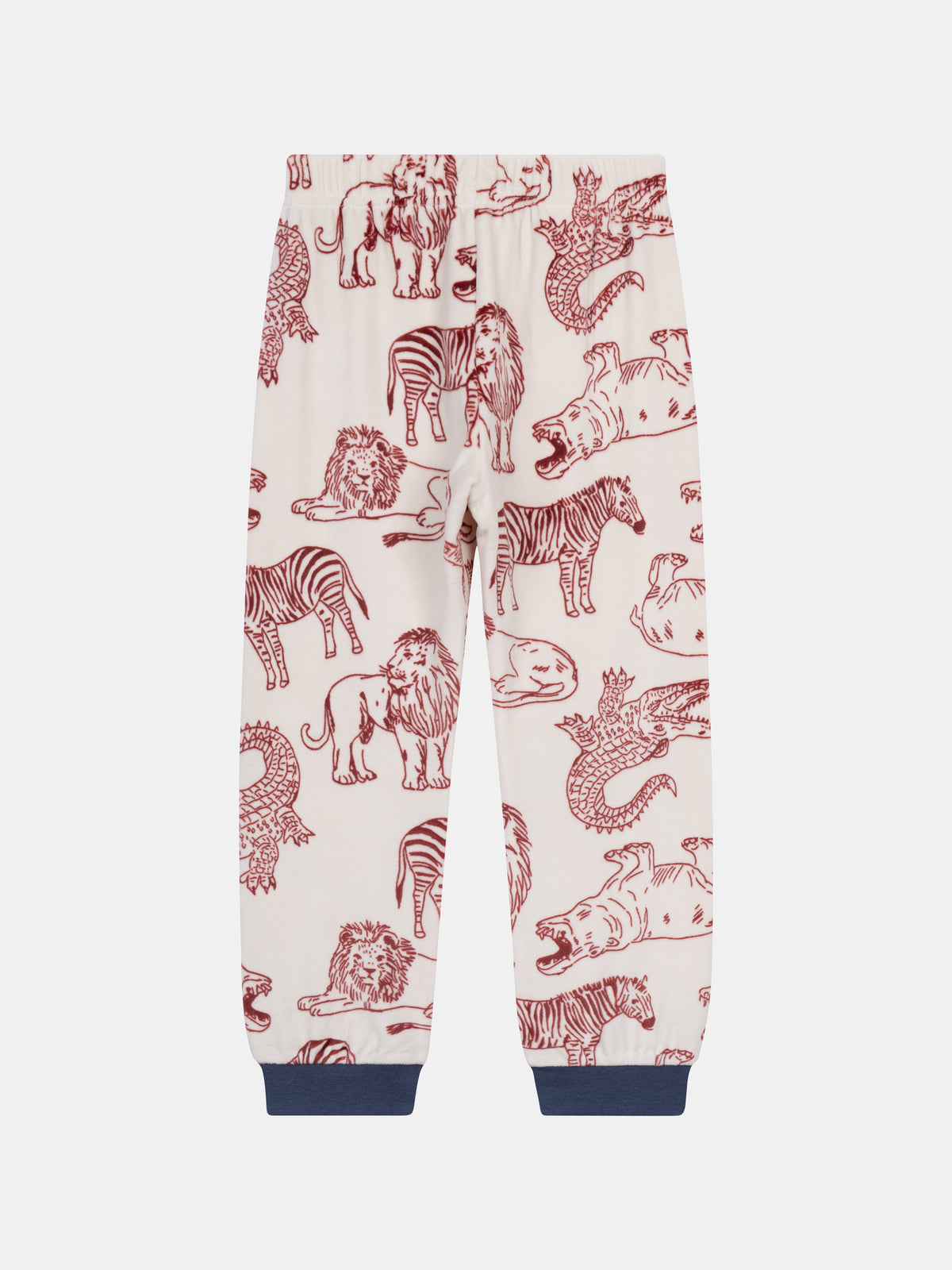 2-piece pajamas in stretch velvet with full savanna print for boys