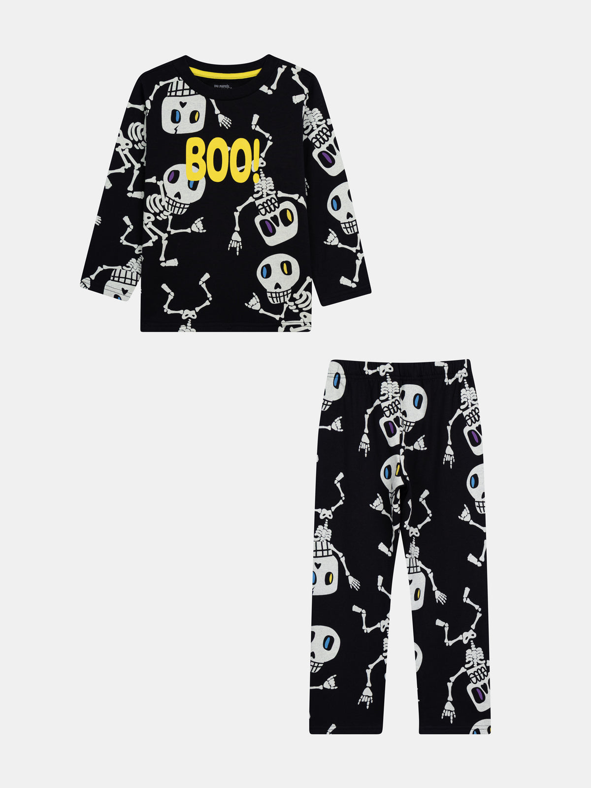 Glow-in-the-dark 2-piece Skeleton Pajamas "BOO!" for Boy