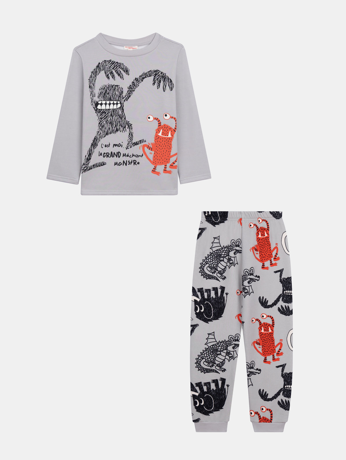 2-piece fleece "MONSTERS" pajamas with phosphorescence for boys